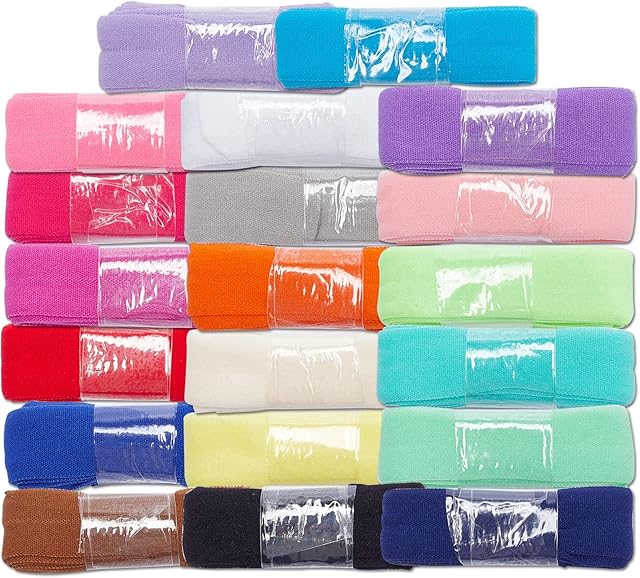 GORGECRAFT 20 Yards Fold Over Elastic Ribbon 5/8" Grab Bag Solid Color Trim Headband Elastic Ribbon Sewing Stretch Foldover Band Waistband Cord for Hair Ties DIY Sewing Crafts