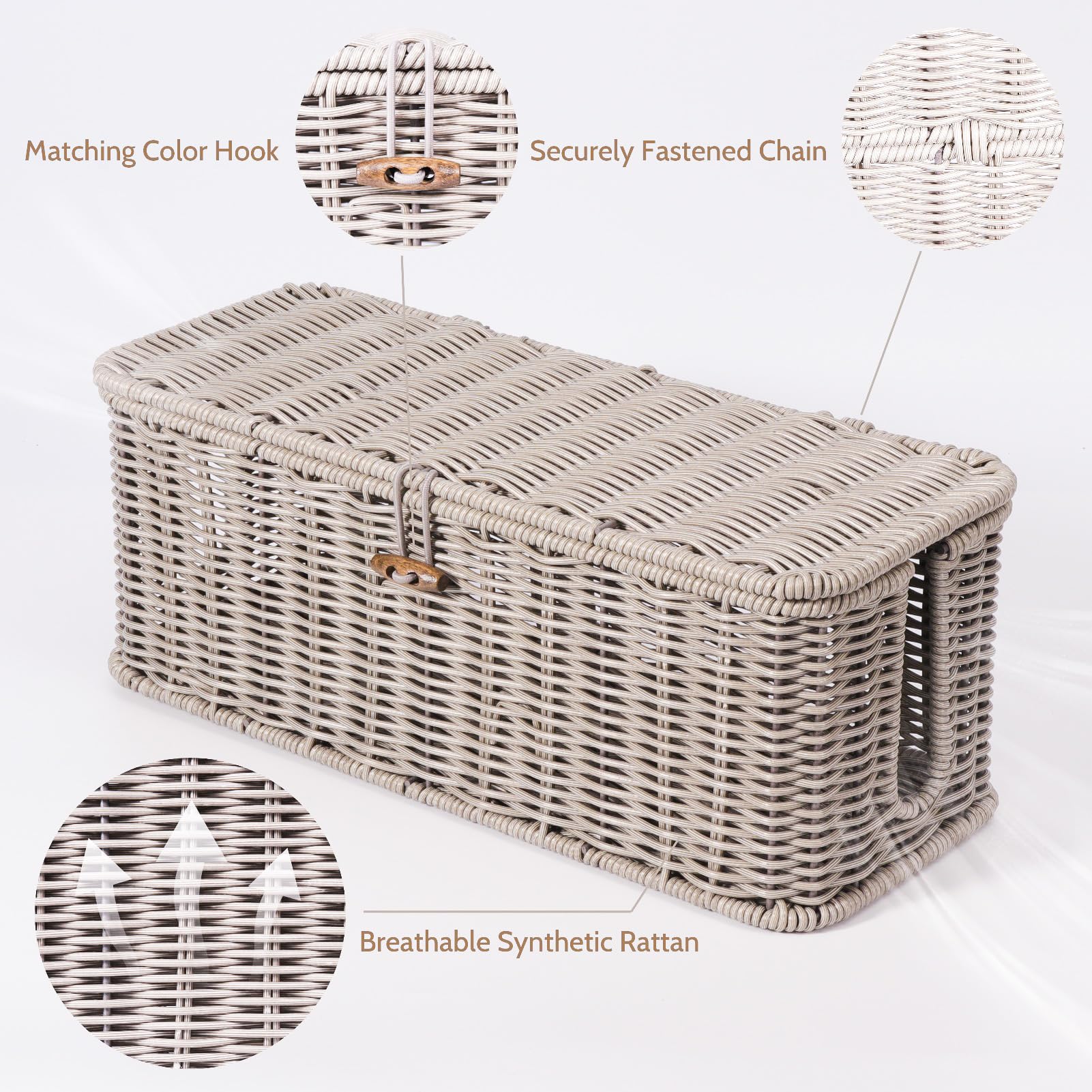 Kabelmanagementbox, Kabel-Organizer mit Deckel und Kabelbindern, graues Set
