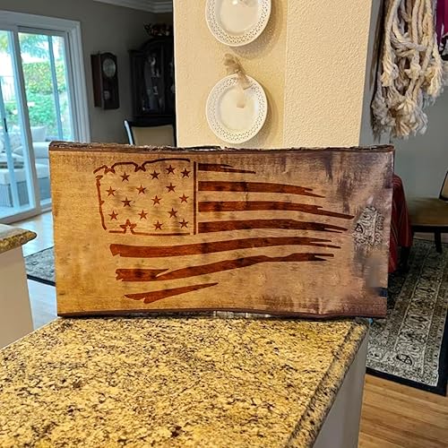 Miniatura 2 de Plantilla grande de bandera estadounidense para pintar 50 estrellas, plantilla militar para bandera, plantillas patrióticas de leña para pintura en