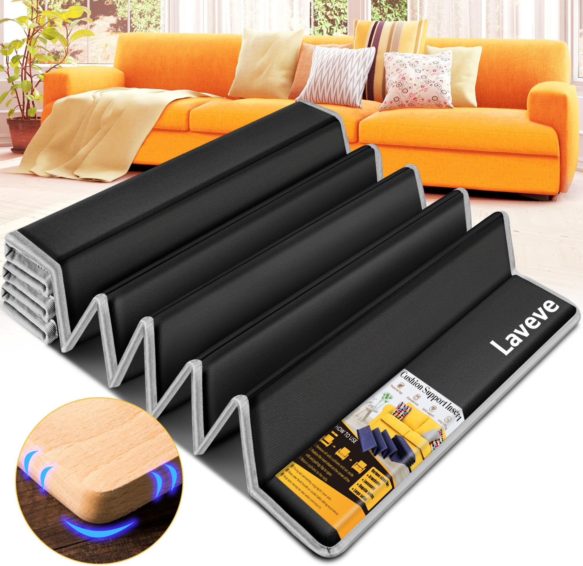 LAVEVE Heavy-Duty Sofa Cushion Support for Sagging Seat, Thick Solid Wood Under the Cushions, Stabilises and Perfectly Protects the Seat, Extending its Lifespan, 52 x 170 cm