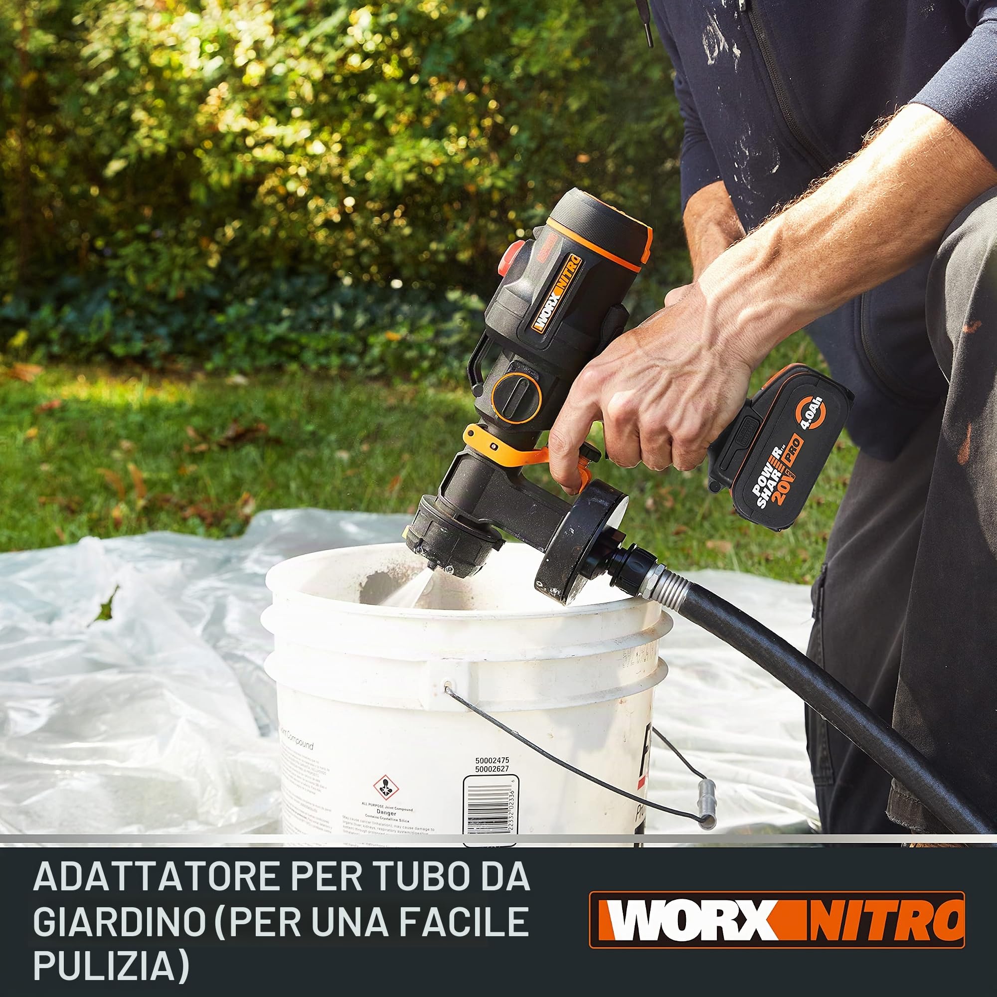 WORX WX020 Pistola per verniciatura con batteria e caricabatterie | Potente motore brushless, 3 modalità di spruzzo e 4 ugelli, pulizia semplice e applicazione uniforme