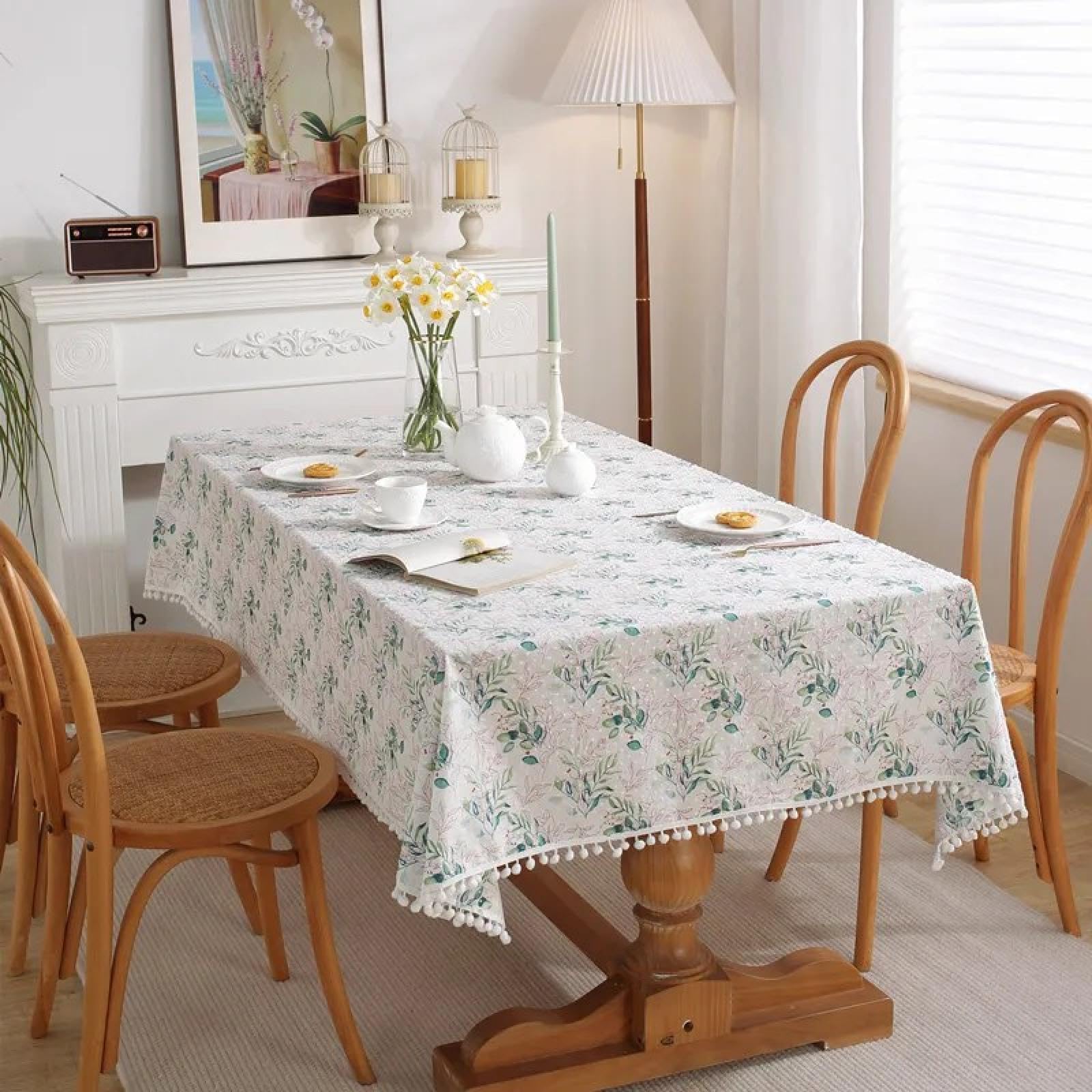 Nappe rectangulaire en coton anti-rayures pour protéger la table de cuisine avec élégance naturelle