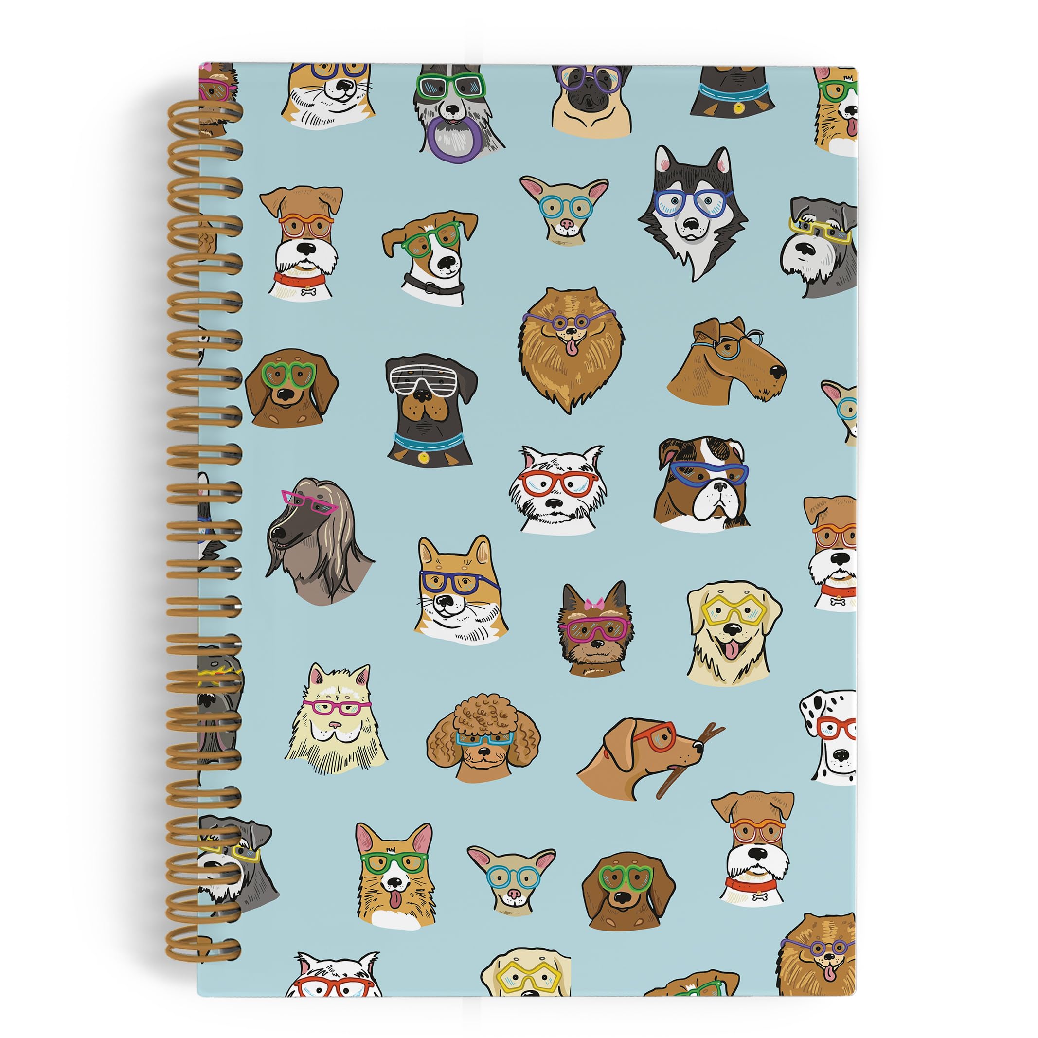 QLMX Funny Dog Spiral Notebook, Dog Journal Notebook, Dog Lovers Gifts for Women, Cute Dog Notebooks for School Work, Blue Dog Journal Office Supplies