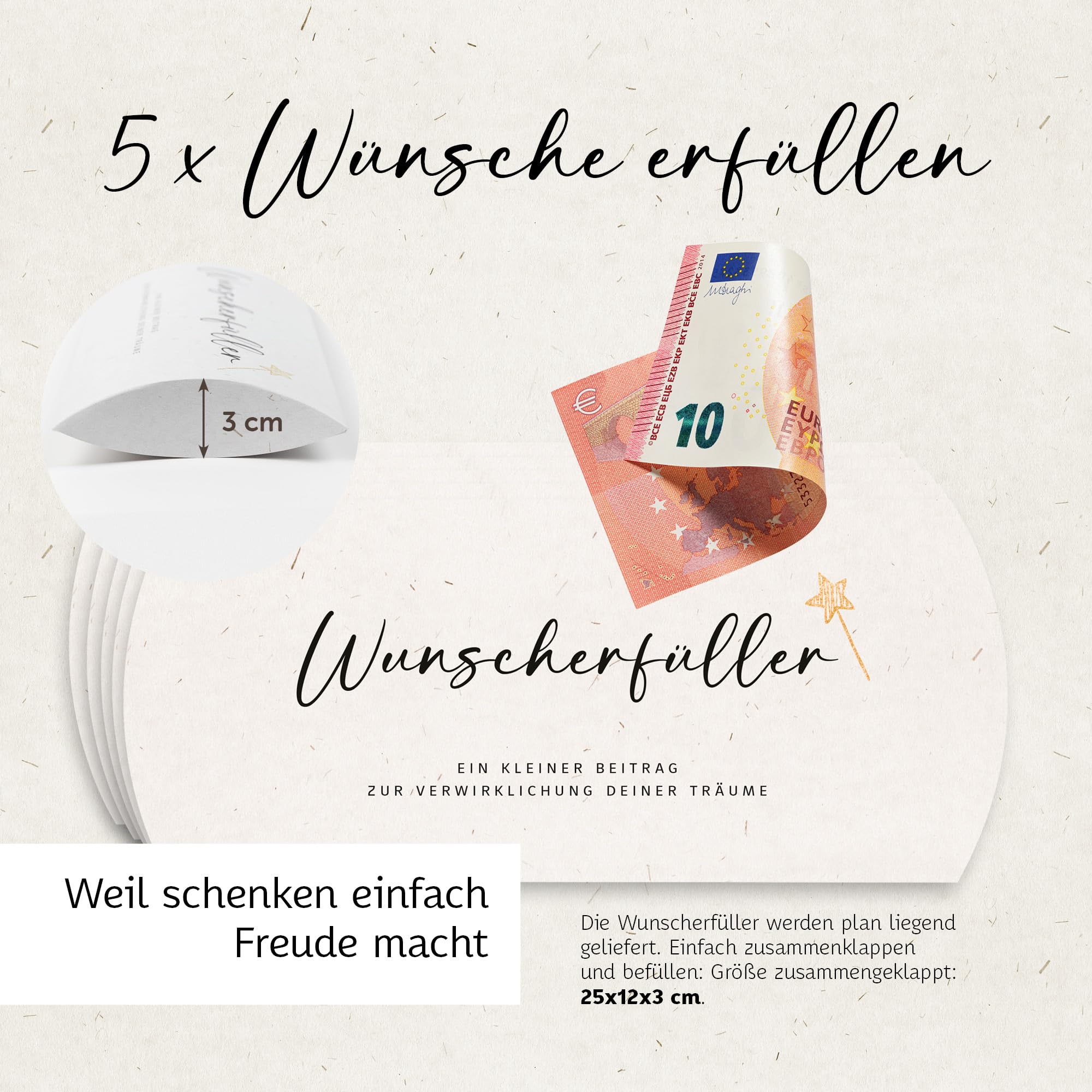 Wisherfülller - Confezione da 5 pezzi, regalo per denaro, regalo di denaro, confezione regalo
