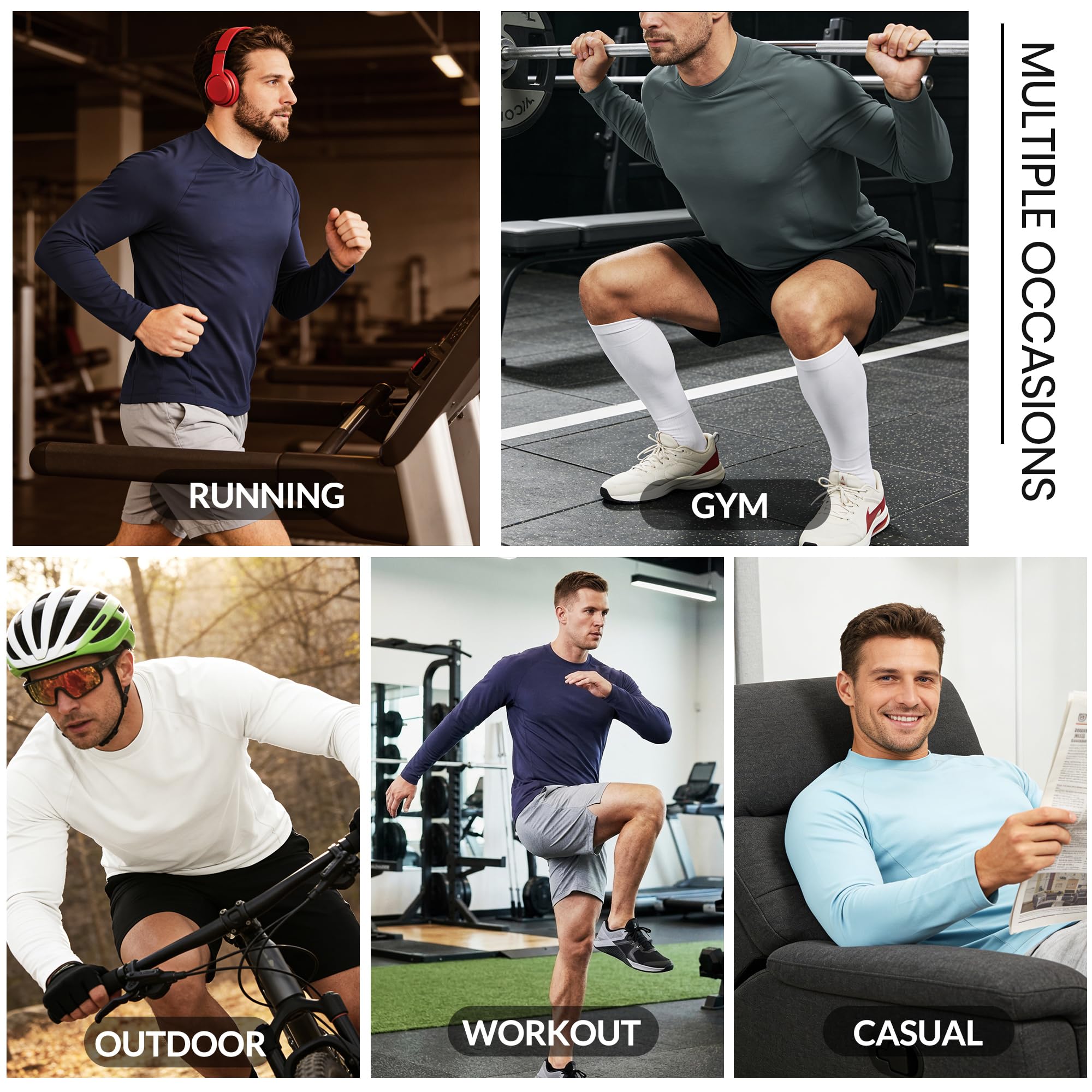 MEETWEE Maglietta Uomo ManicaLunga Sportiva,Asciugatura Rapida T-Shirt per Palestra,Corsa e Allenamento 1/2 Pack