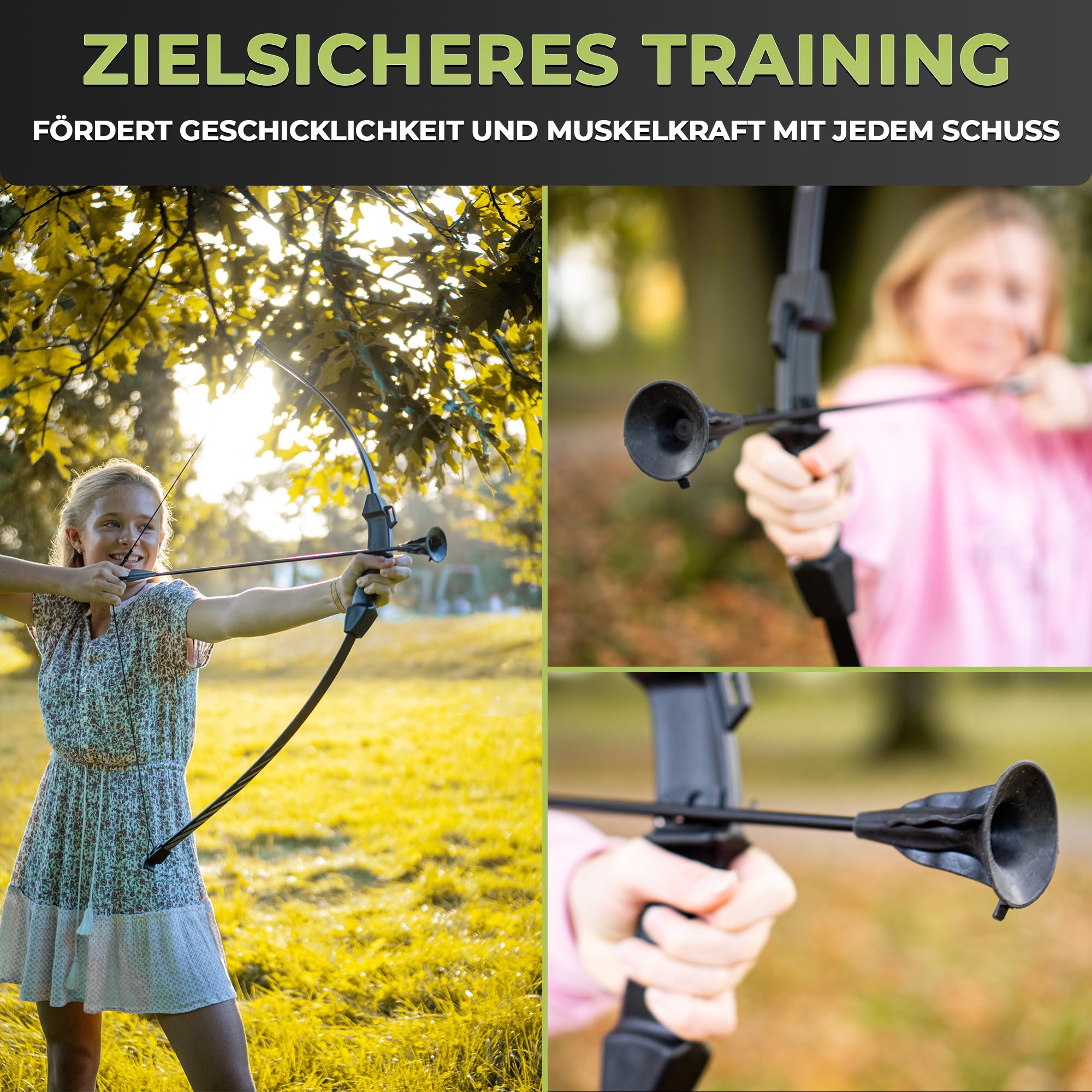 BOWRILLA® 6er Pack Ersatzpfeile für Einsteigerbögen bis 20 lbs | Saugnapf Pfeile für Bogenschießen, 1200 Spine, ID4.0mm, 3 Zoll Kunststoff Vanes und justierbaren Stecknocken