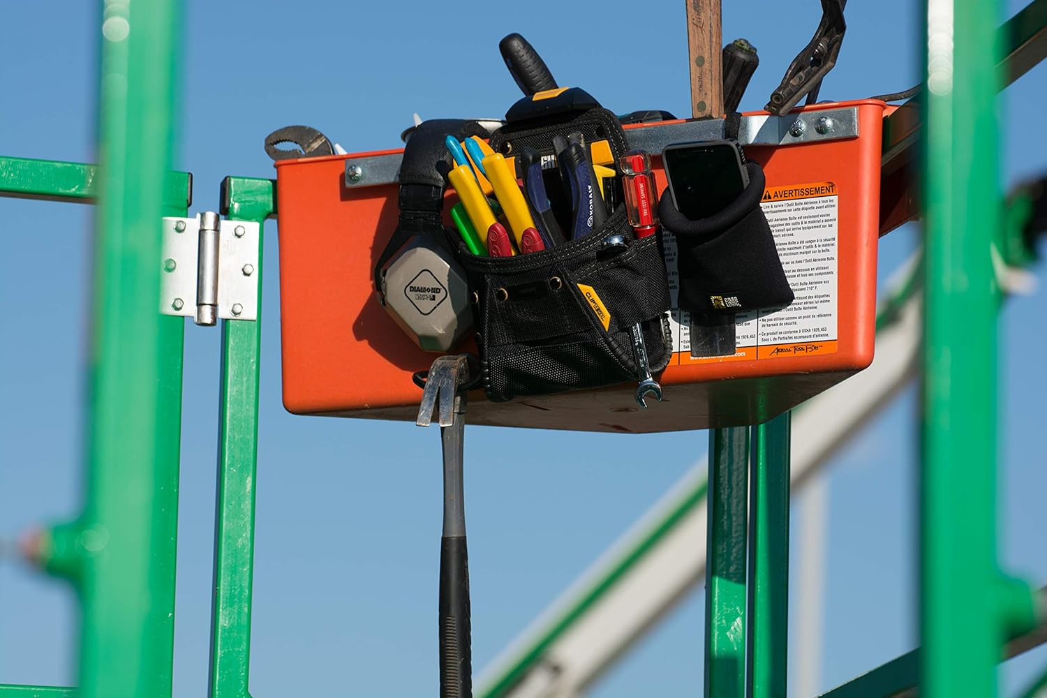 Aerial Tool Bin ATB-1312 Professional Tool Organizer for Scaffolding, Scissor Lifts, Boom Lifts, Swing Stage Railings, Mast Climbers, and Aerial Platforms