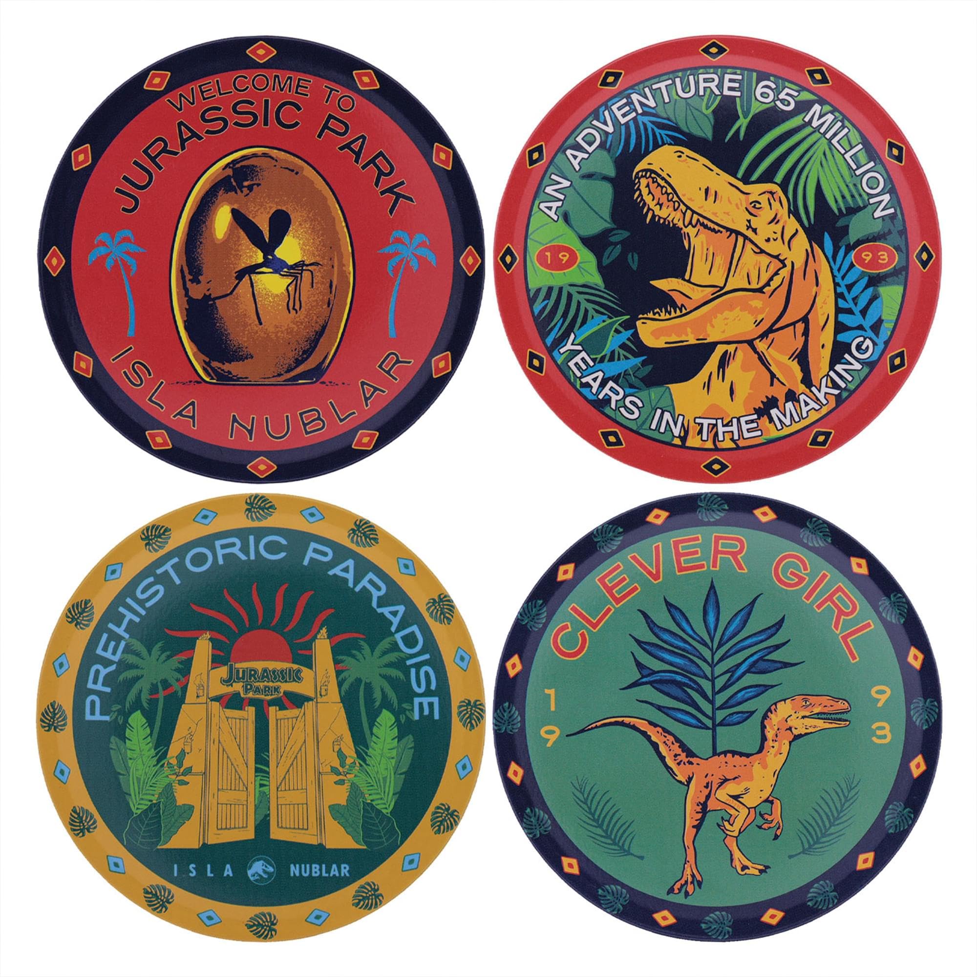 Jurassic Park Set of 4 Printed Drinks Coasters