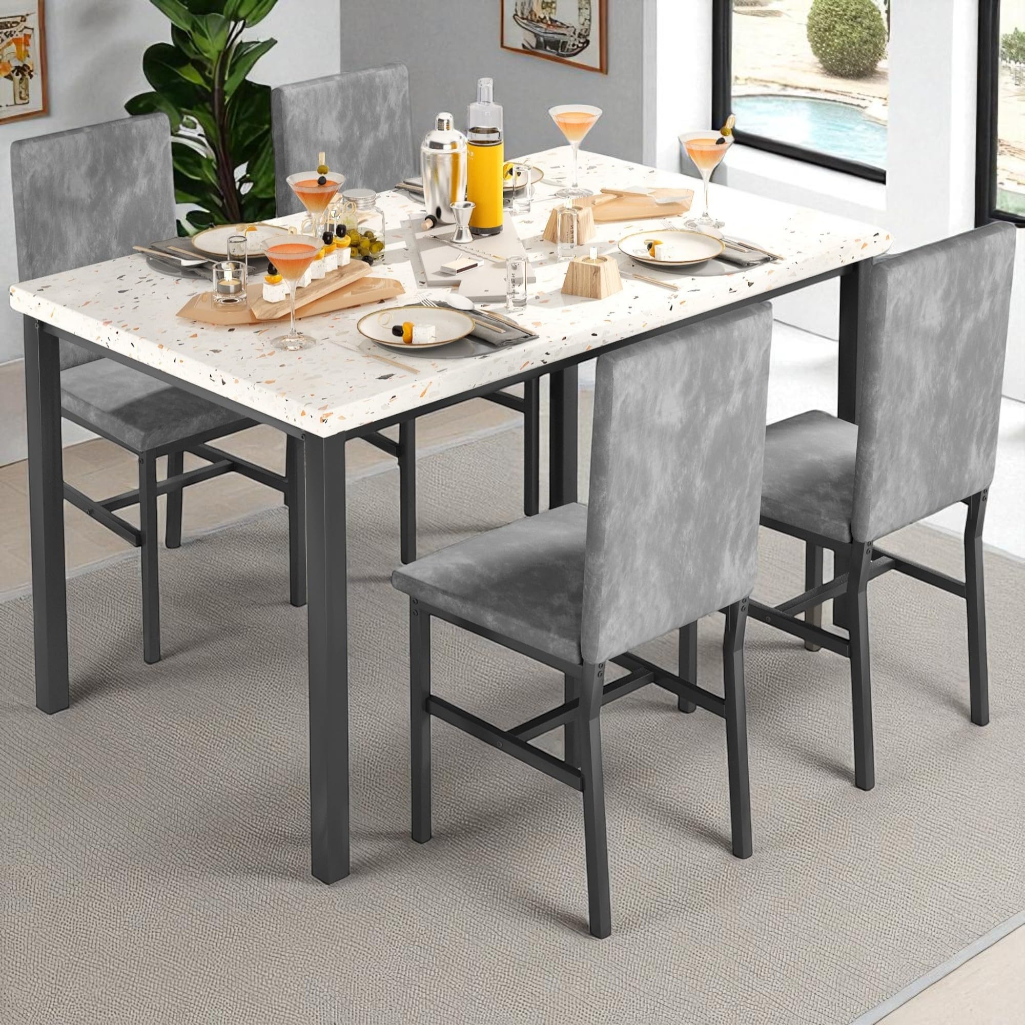 Amazon.com - Hooseng Dining Table Set for 4, Kitchen Table