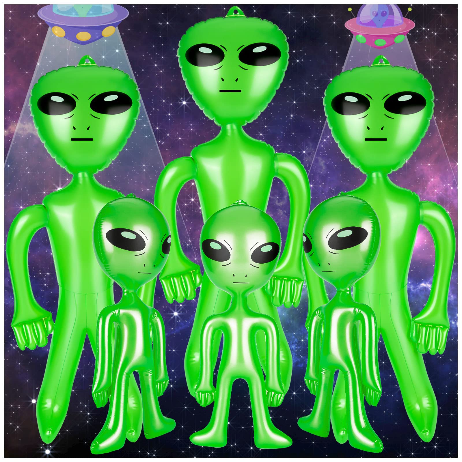 6pcs Halloween Inflatable Balloons, 33 Inch & 21 Inch Alien Inflatables for Alien Party, Halloween, Christmas, Birthday Decoration (Green)