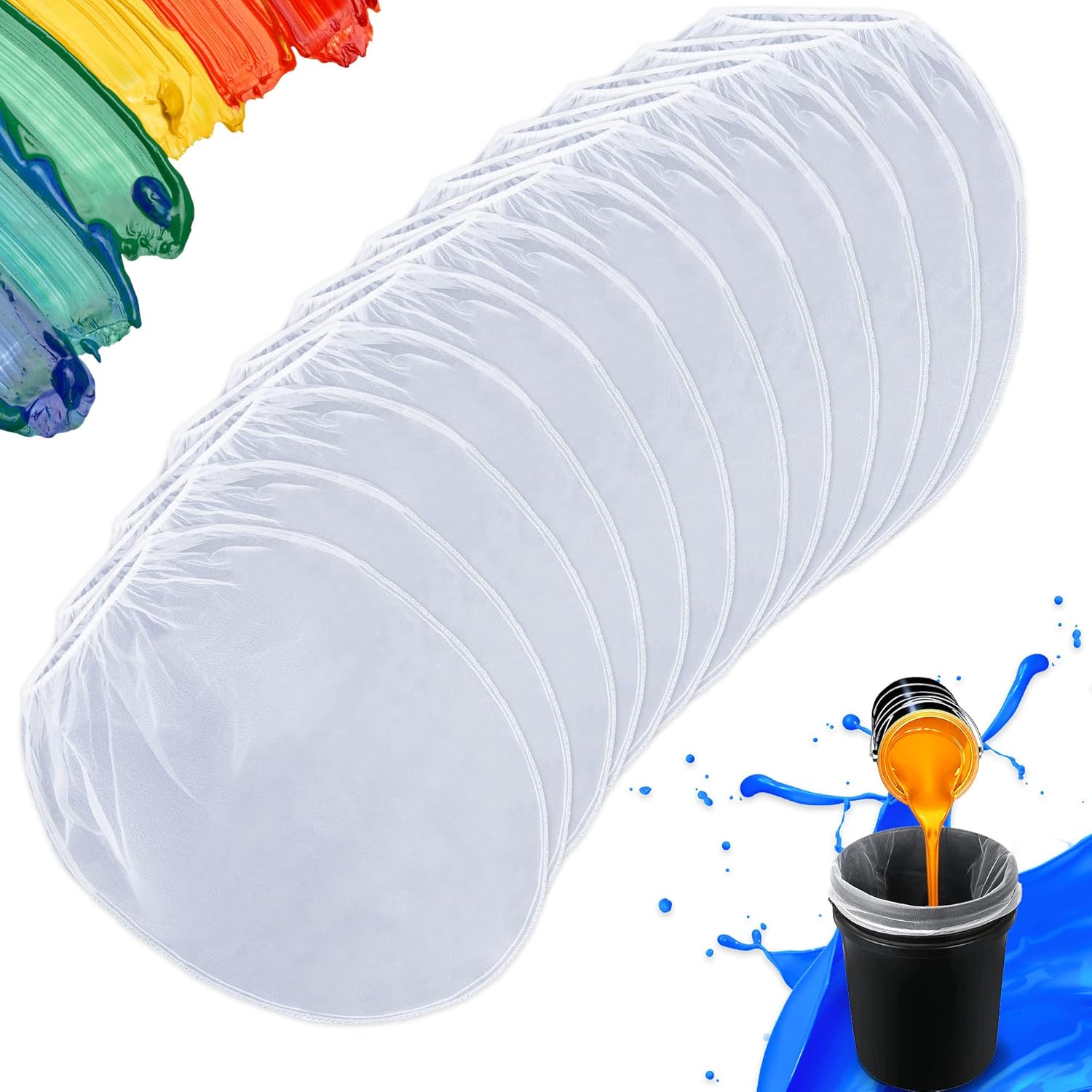 12 Pack 5 Gallon Paint Strainer Bags, White Fine Mesh Filters Bag Elastic Top