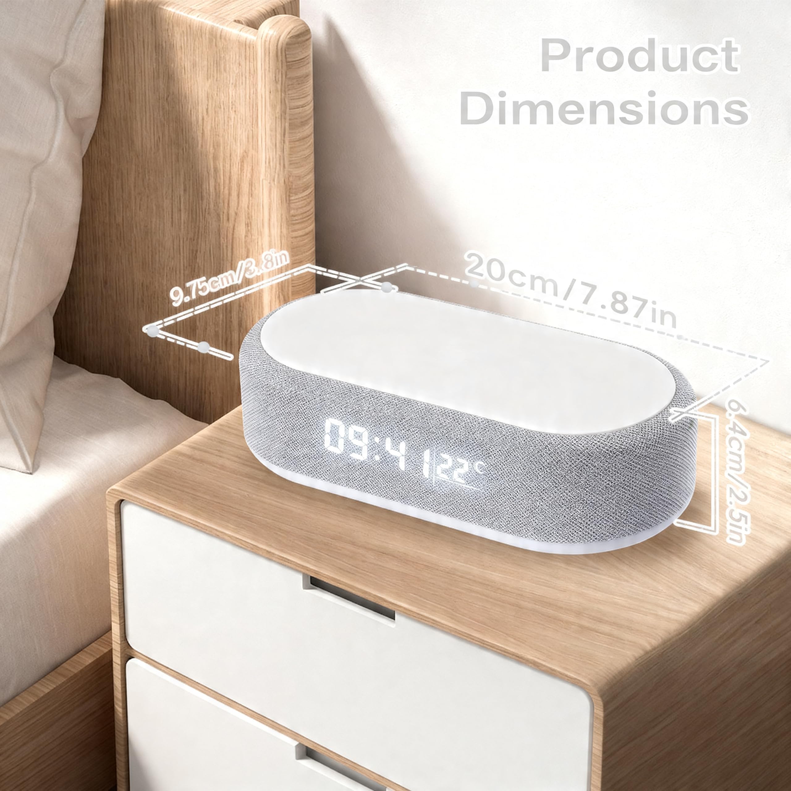 Réveil Chargeur Induction 3 en 1, Horloge Numérique LED, Chargeur Induction iPhone & Android,Simulateur d’Aube, Réveil Connecté avec Lumière, Double Alarme, USB, Design Moderne