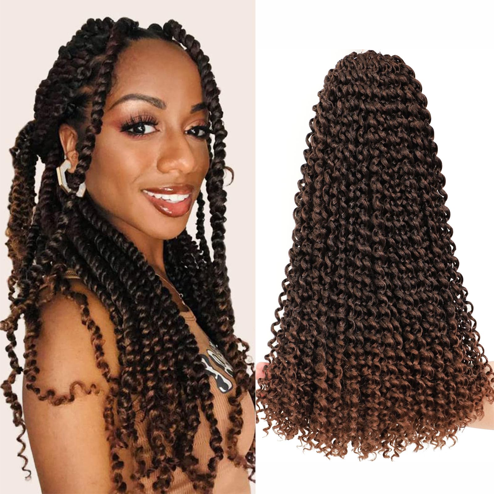 Passion Twist Hair 7Packs 18inches Water Wave Crochet Hair 18strands/pack Long Bohemian Hair Braiding Hair for Distressed Butterfly Locs Hair Extensions (18 Inch (Pack of 8), T30#)