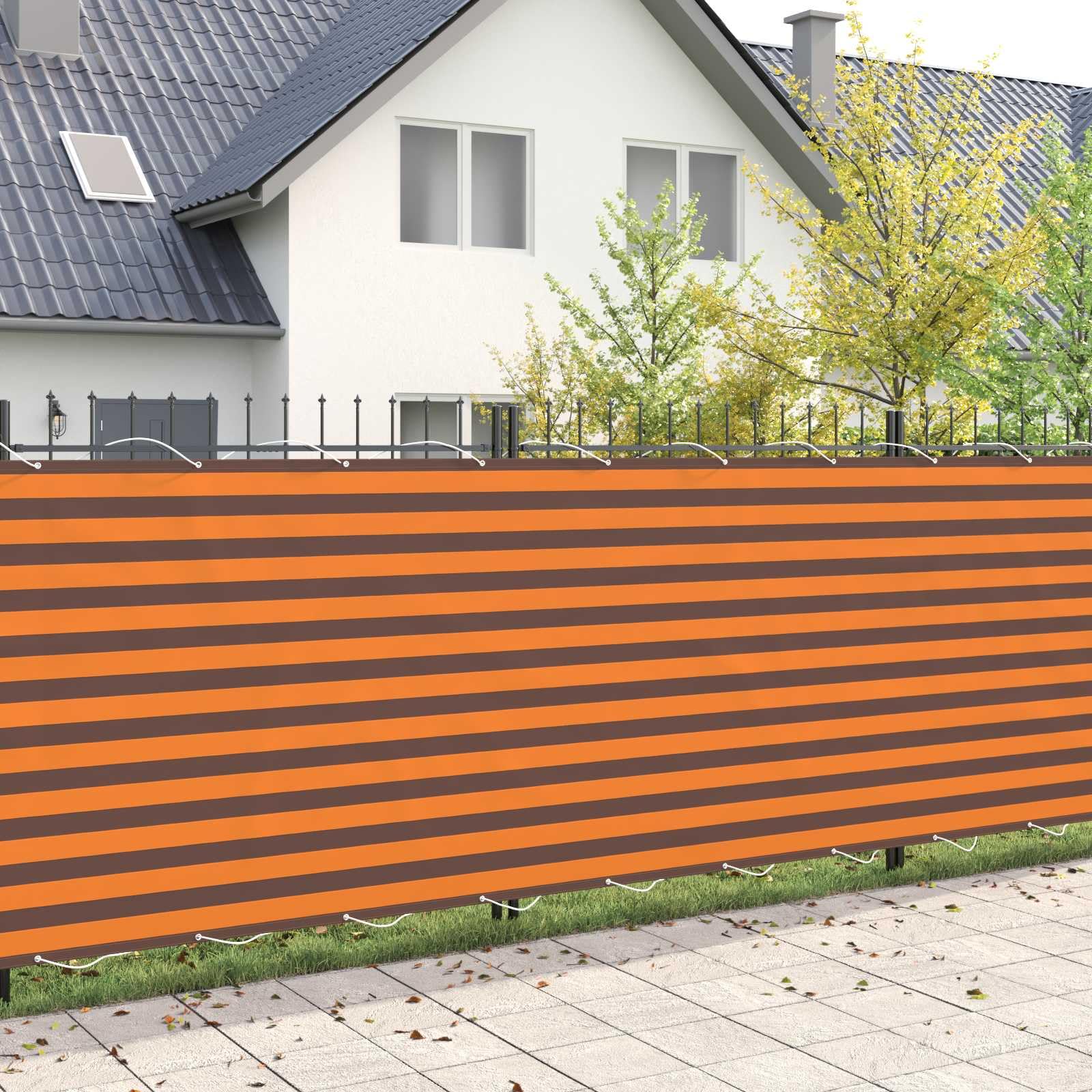 Telo Frangivista in Poliestere per Balcone, Arancione Marrone, 400x150 cm