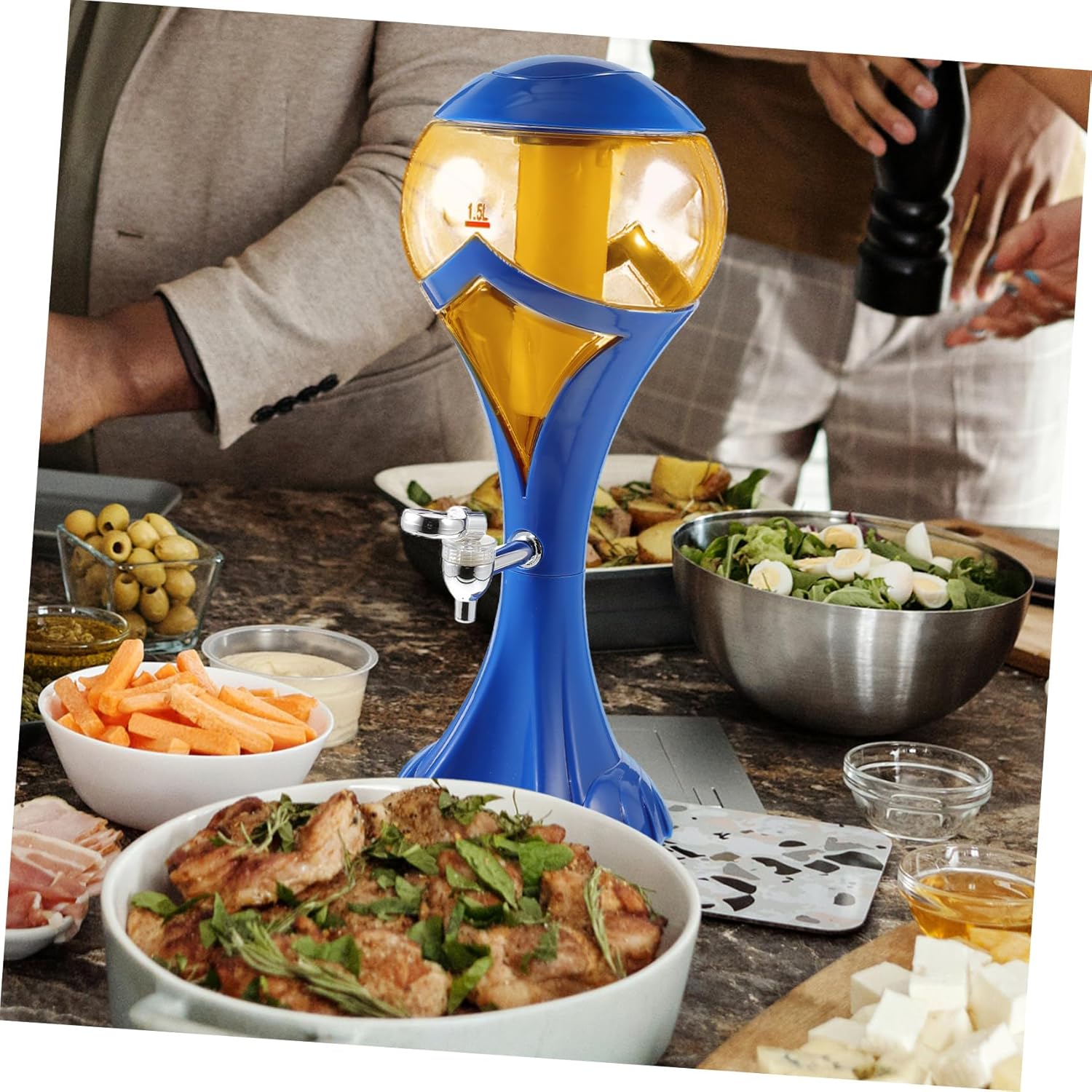 Illuminated Ice Column Beverage Dispenser Leakproof Plastic Juice and Beer Dispenser for Parties Cocktail Serving and Events