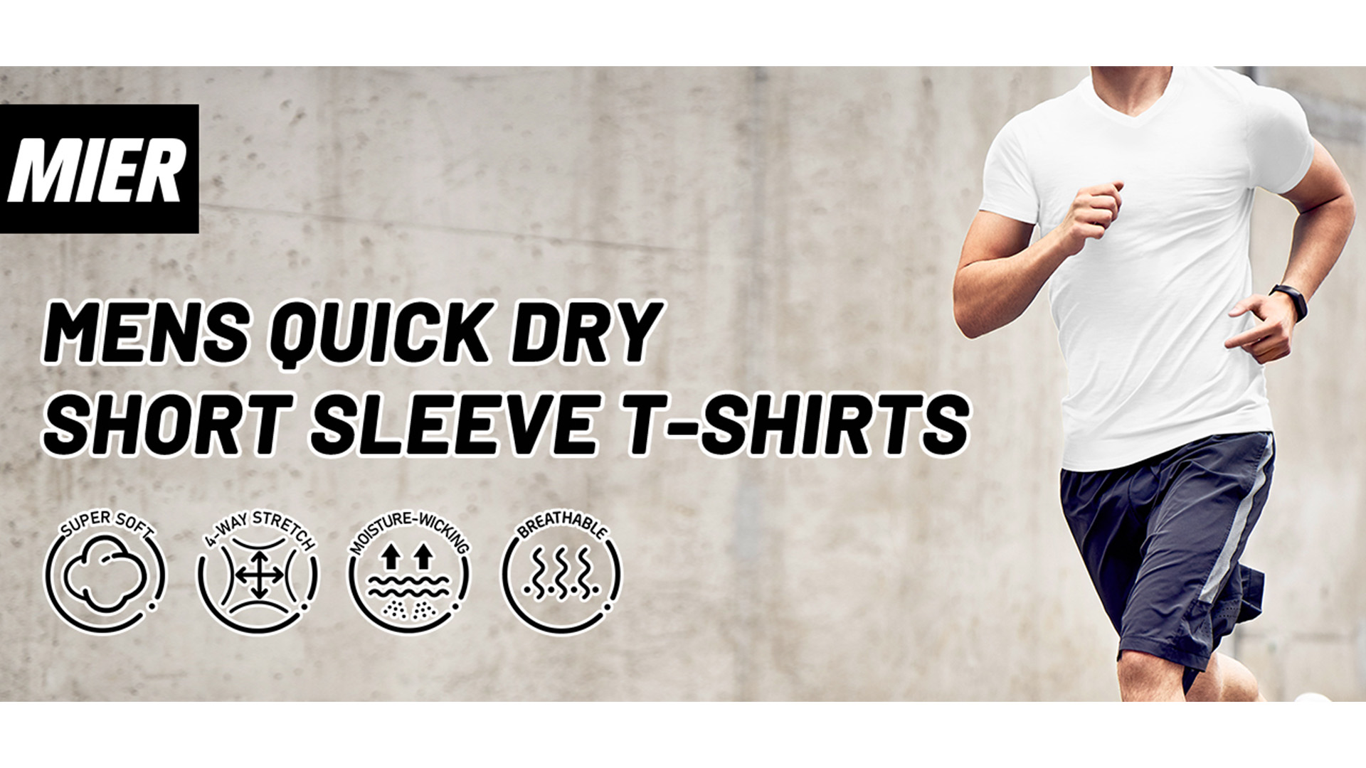 MIER Hommes T-shirts À Manches Courtes Dry Fit Doux Maroc