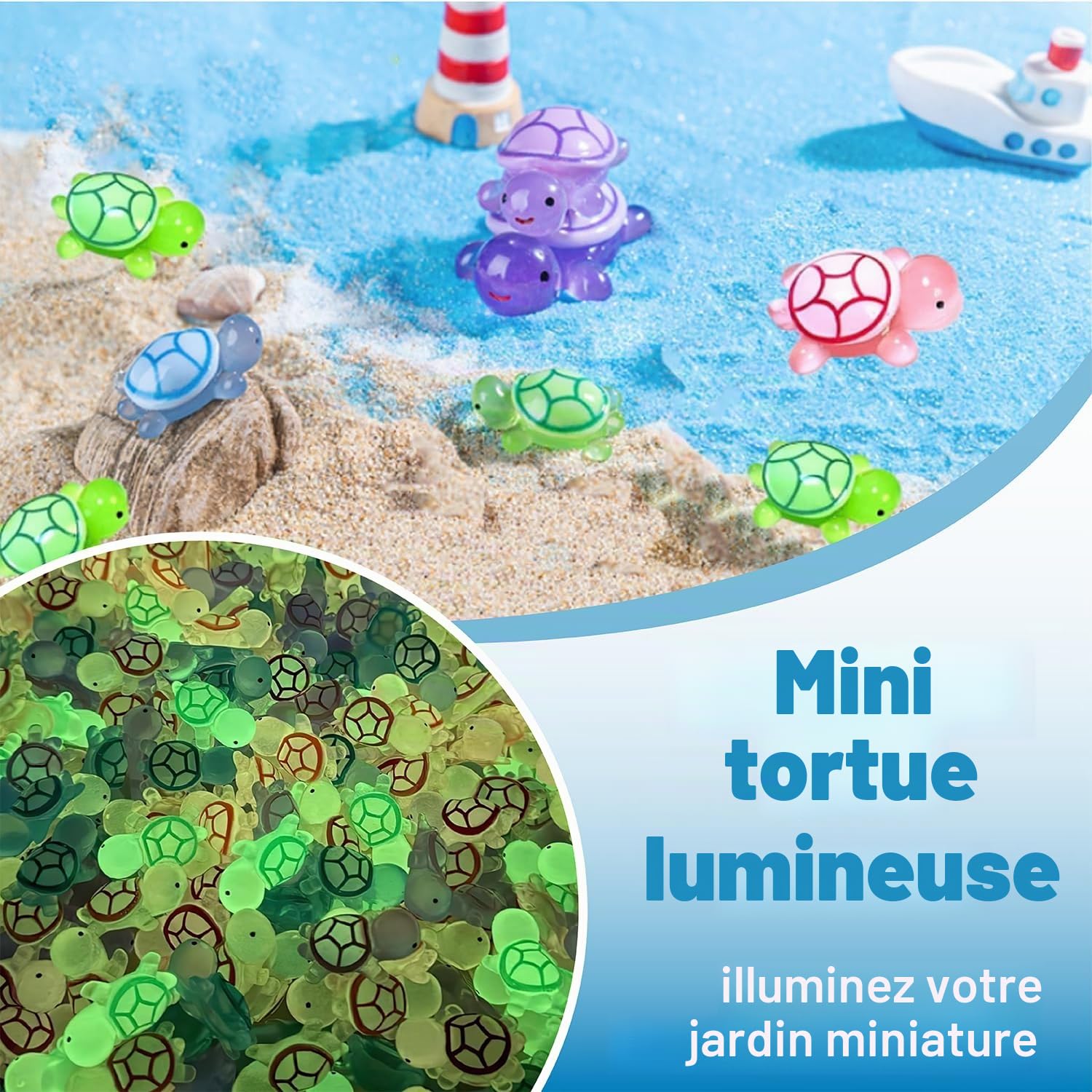 Lot De 48 Mini Tortues Et Lapins Lumineux En Résine – Décoration Jardin, Phosphorescent, Multicolore