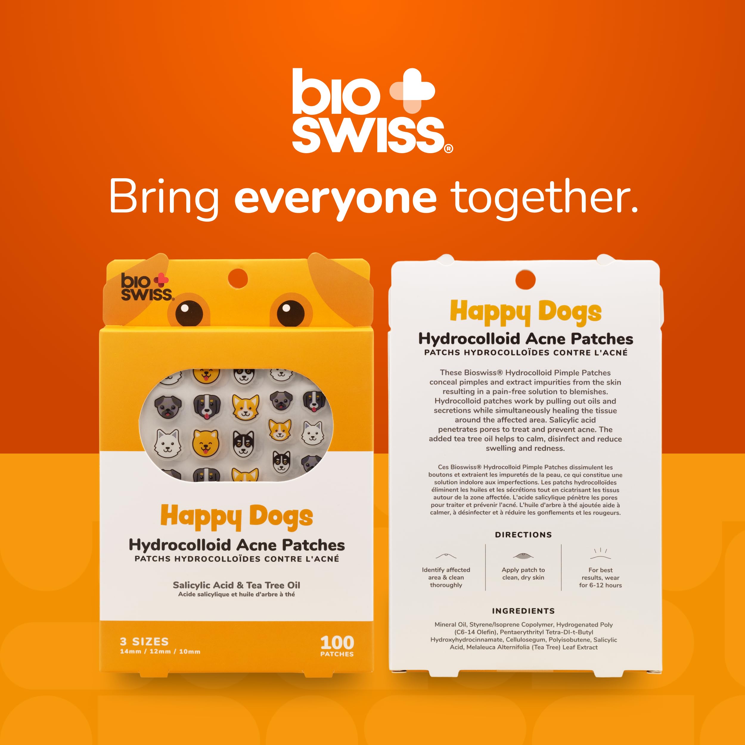 BioSwiss Pimple Patches, Kitty Cats Patch for Zits and Blemishes, Hydrocolloid Spot Stickers for Face and Skin, 100 Count: 100 Count Happy Dogs