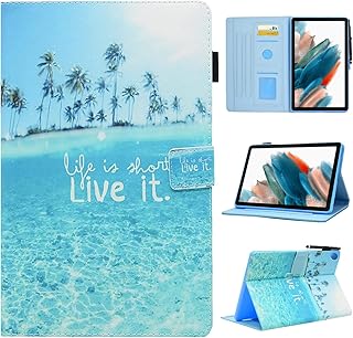 Case for Samsung Galaxy Tab A8 10.5 inch 2022 (SM-X200/X205/X207), Premium PU Leather Folio Stand Smart Cover with Auto Sleep Wake and Multiple Viewing Angles, Beach Vibe