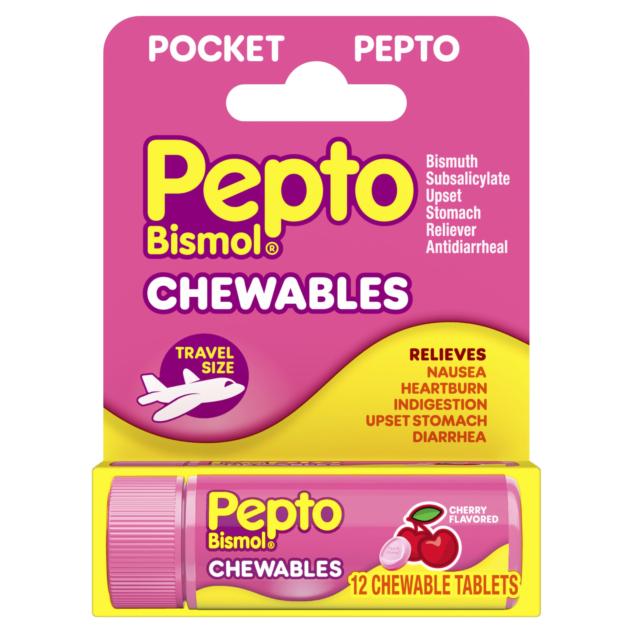 Pepto Bismol Cherry Chewable Tablets, Upset Stomach Relief, Nausea Relief, Heartburn Relief, Indigestion Relief, Anti Diarrhea Medication for Adults - 5 Symptom Relief, 30 ct — Amazon image 10