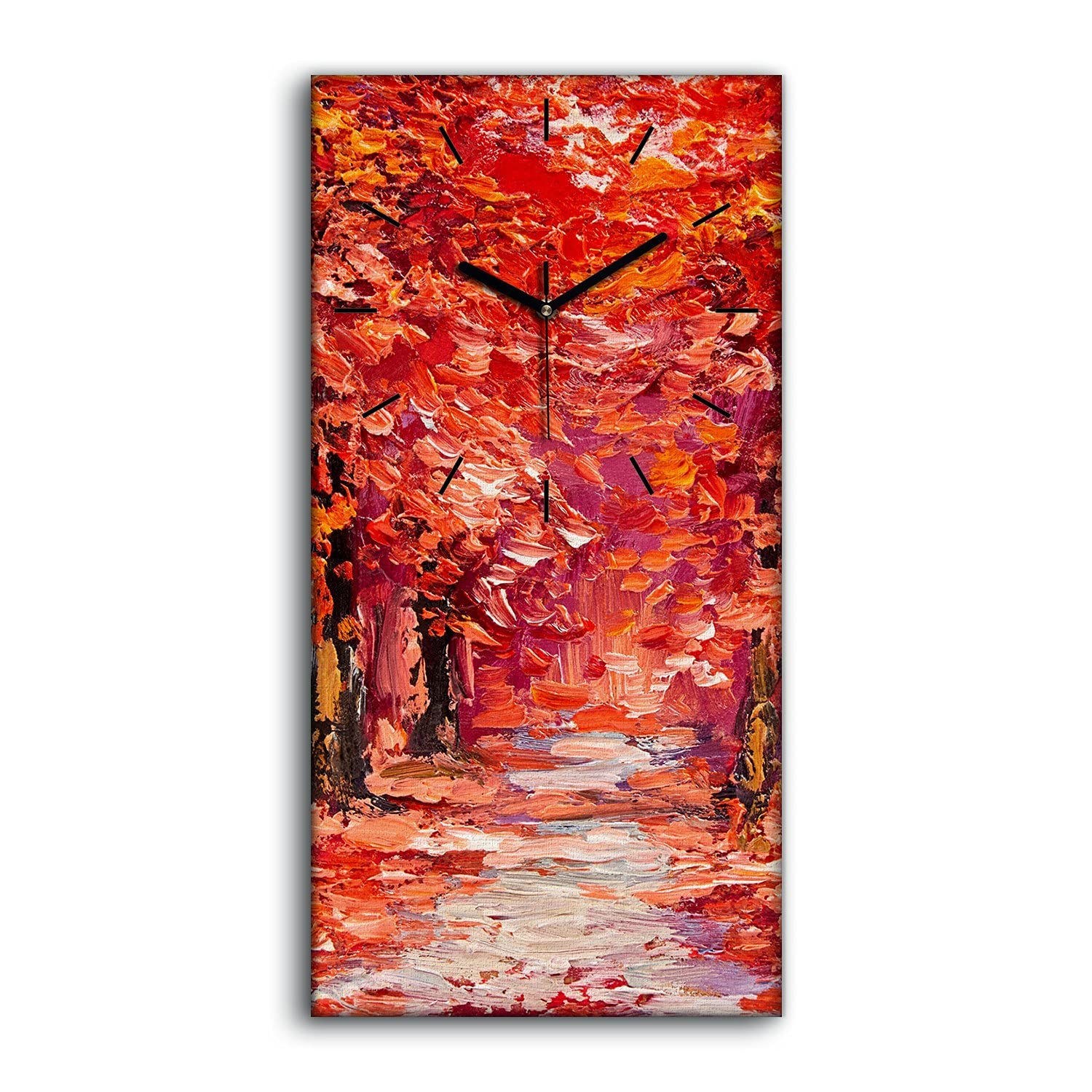 Horloge sur toile arbres d'automne pour décoration salon et chambre