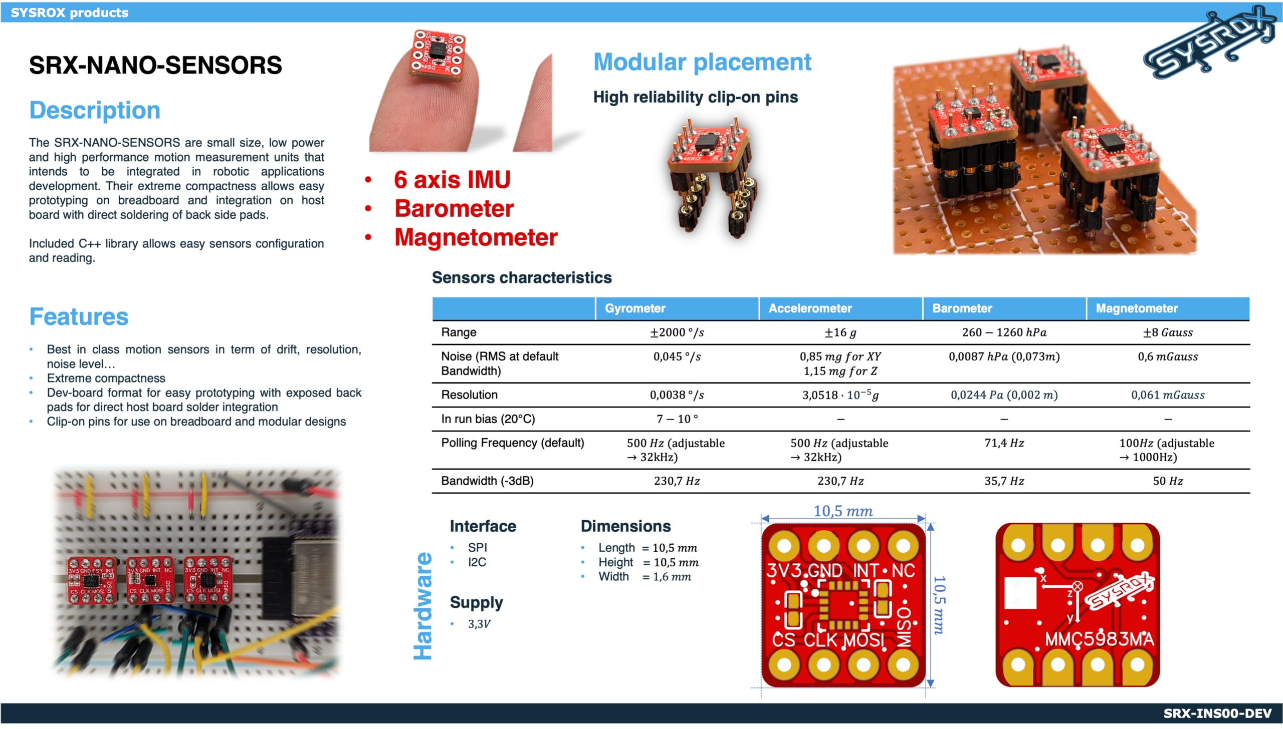 LPS22HB Sensore di Pressione Barometrica/Altitudine/Temperatura Nano Barometro ad Alta Precisione con Comunicazione Spi per Arduino o Raspberry
