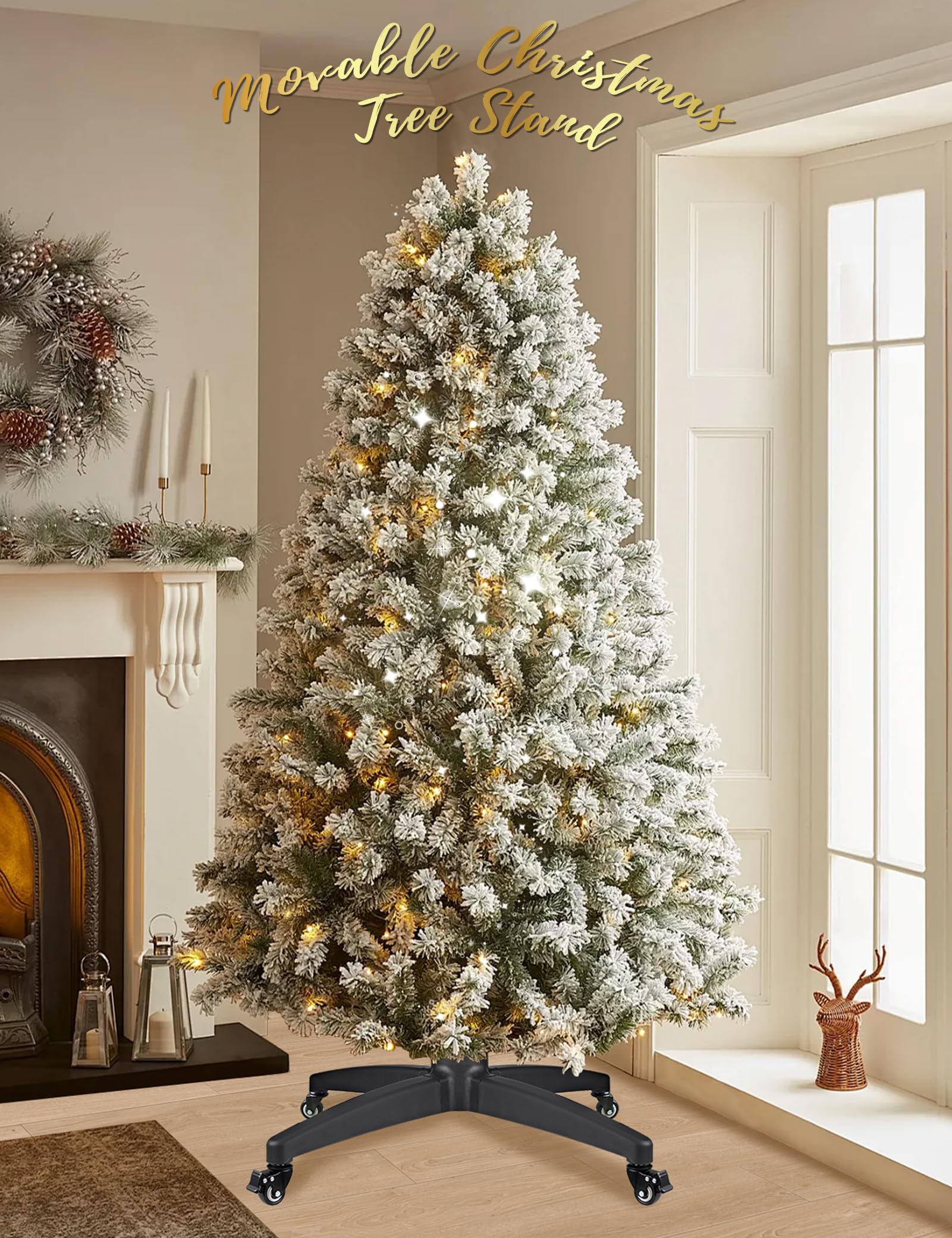 Soporte artificial para árbol de Navidad, soporte para árbol de Navidad artificial, soporte para árbol de Navidad de hasta 7.5 pies, base para poste de árbol de 1 a 2.56 pulgadas