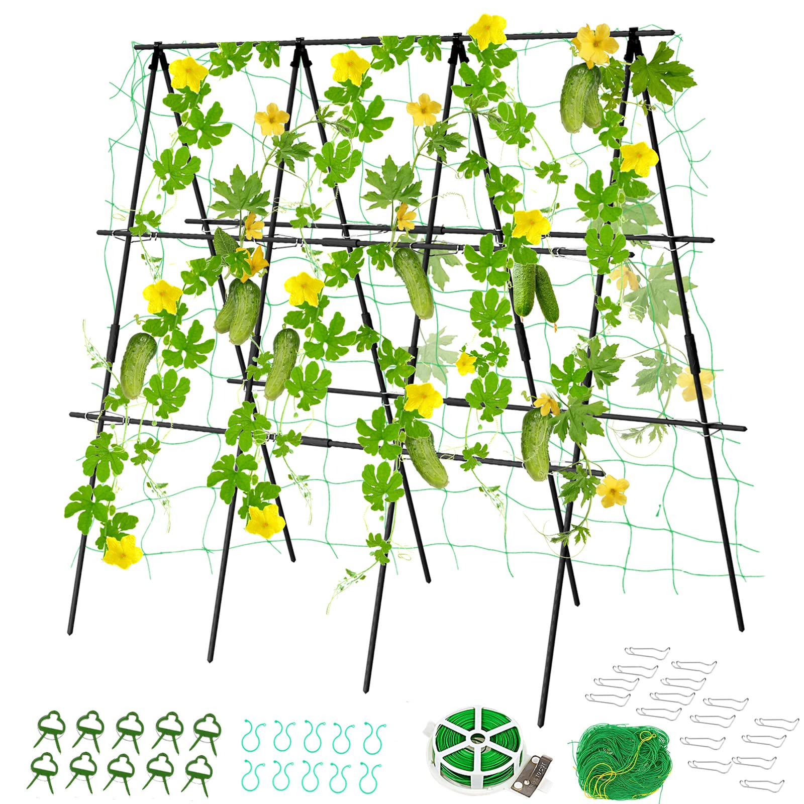 DoCred Cucumber Trellis, A Frame Trellis Metal Garden Trellis for Climbing Plant Cucumber