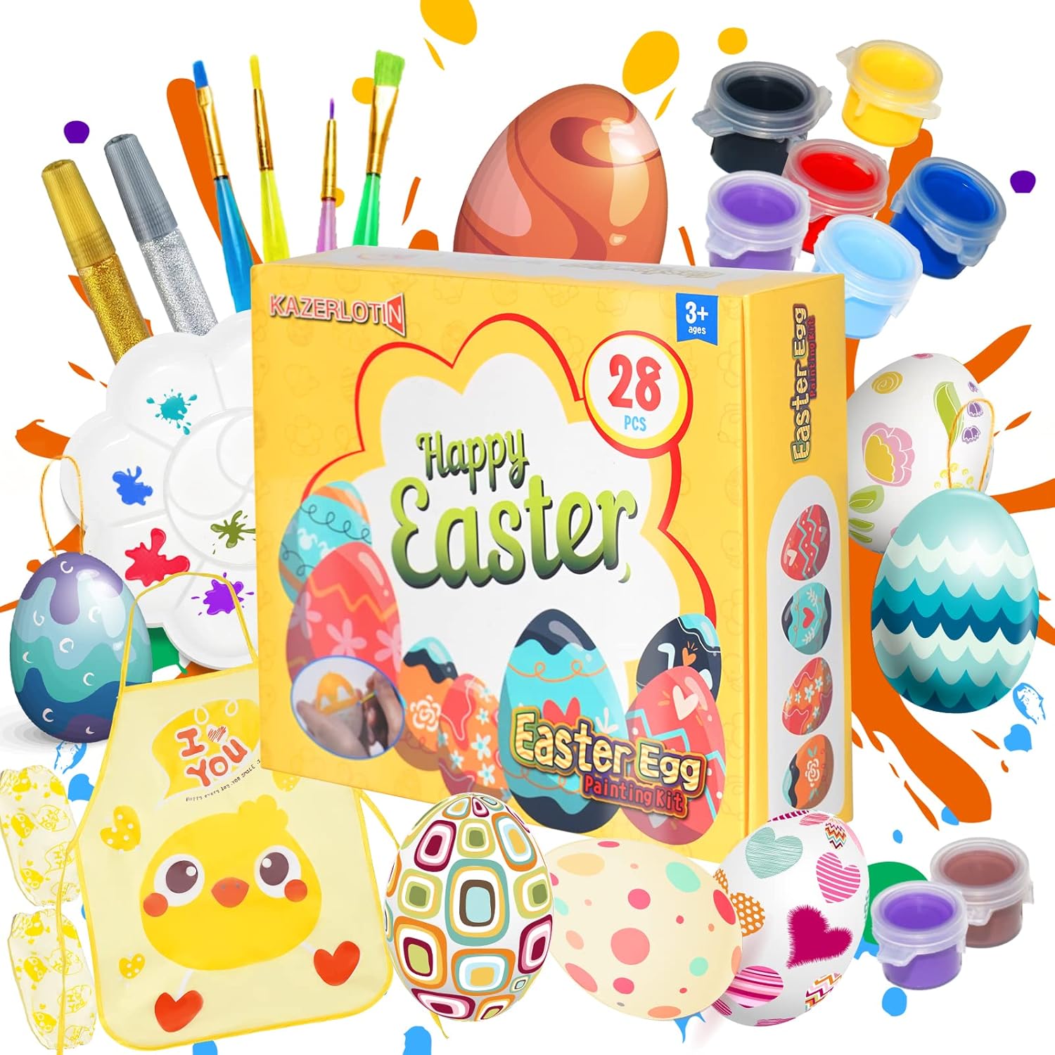Easter Egg Painting Kit28 Paintable Eggs with Doodle Kit and Apron Kit, DIY White