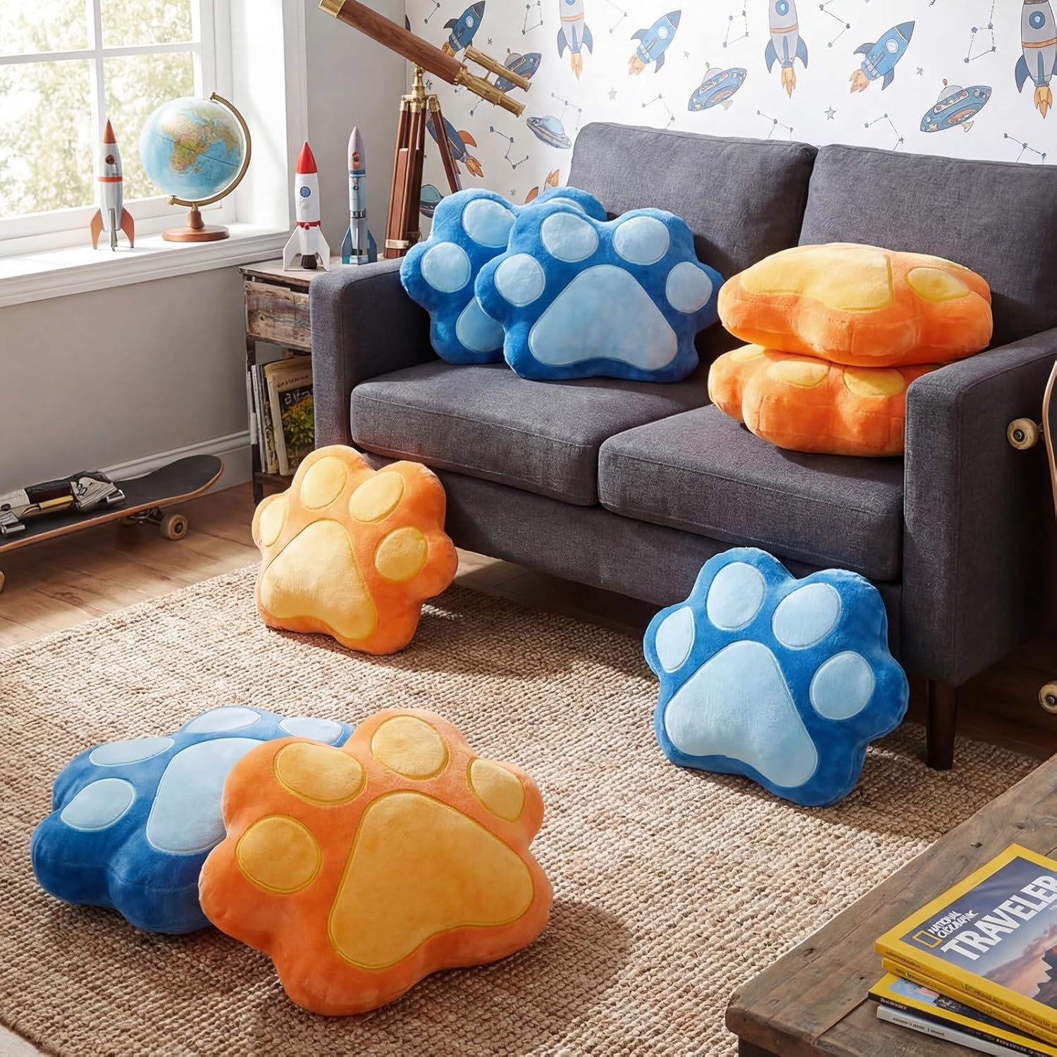 Hahafelt 2 Pcs Funny Throw Pillows Cute Soft Plush Stuffed Throw Pillows Party Supplies Birthday Gift for Home Bed Sofa Decoration Women Men (Dog Paw)