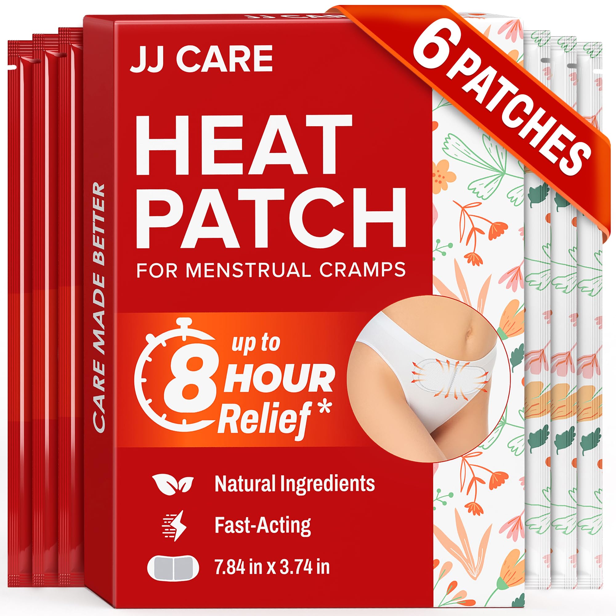 Heat Patch for Menstrual Cramp Relief (6 pcs Large), Period for Cramps with Air-Activated Carbon, Menstrual Heating Patches for Period - 3.74 x 7.87 inches