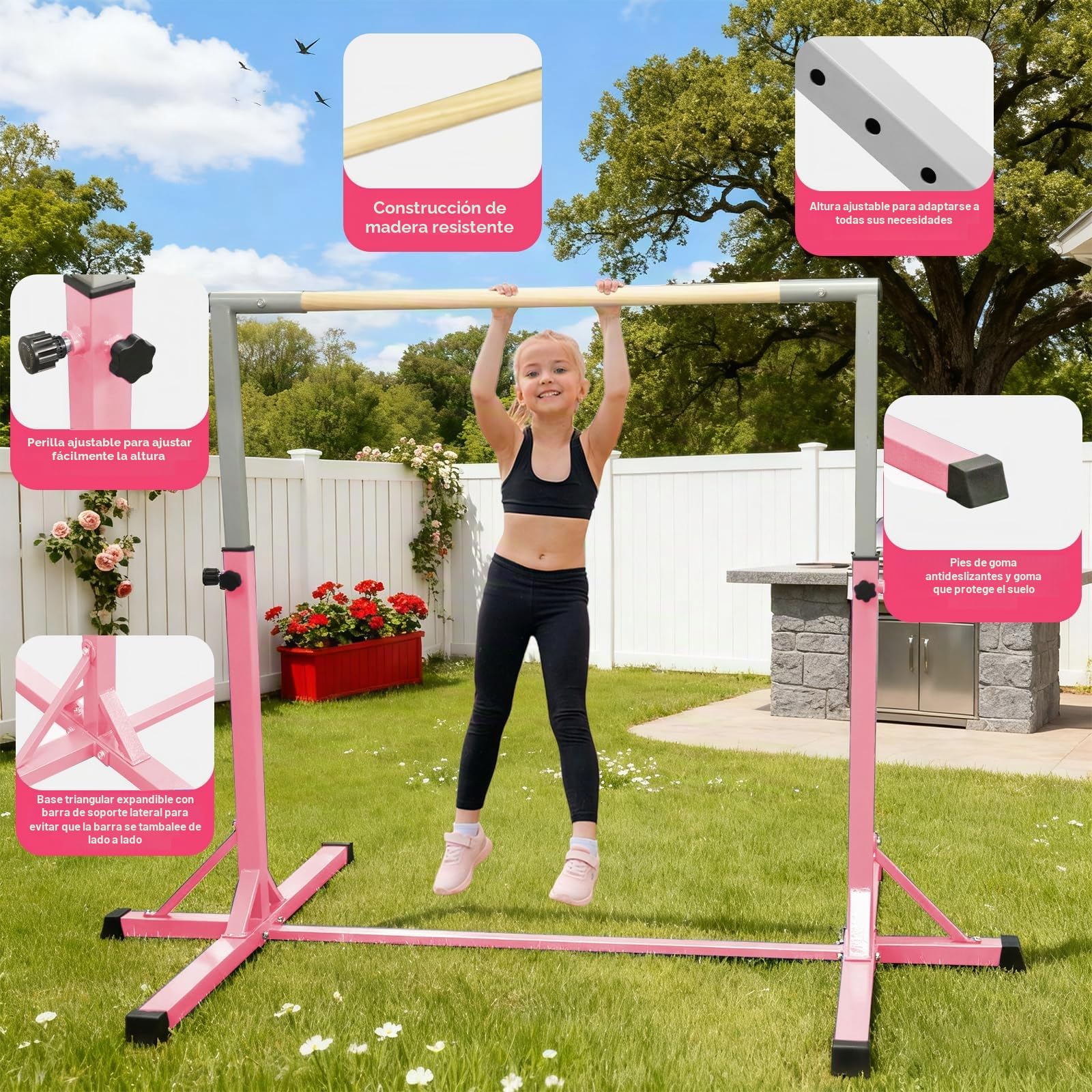 FBSPORT Barras horizontales de Gimnasia para niños con Anillos de Gimnasia, 13 Equipo de Entrenamiento de Gimnasio de Gimnasia para Gimnasio de Gimnasia para Interiores y Exteriores