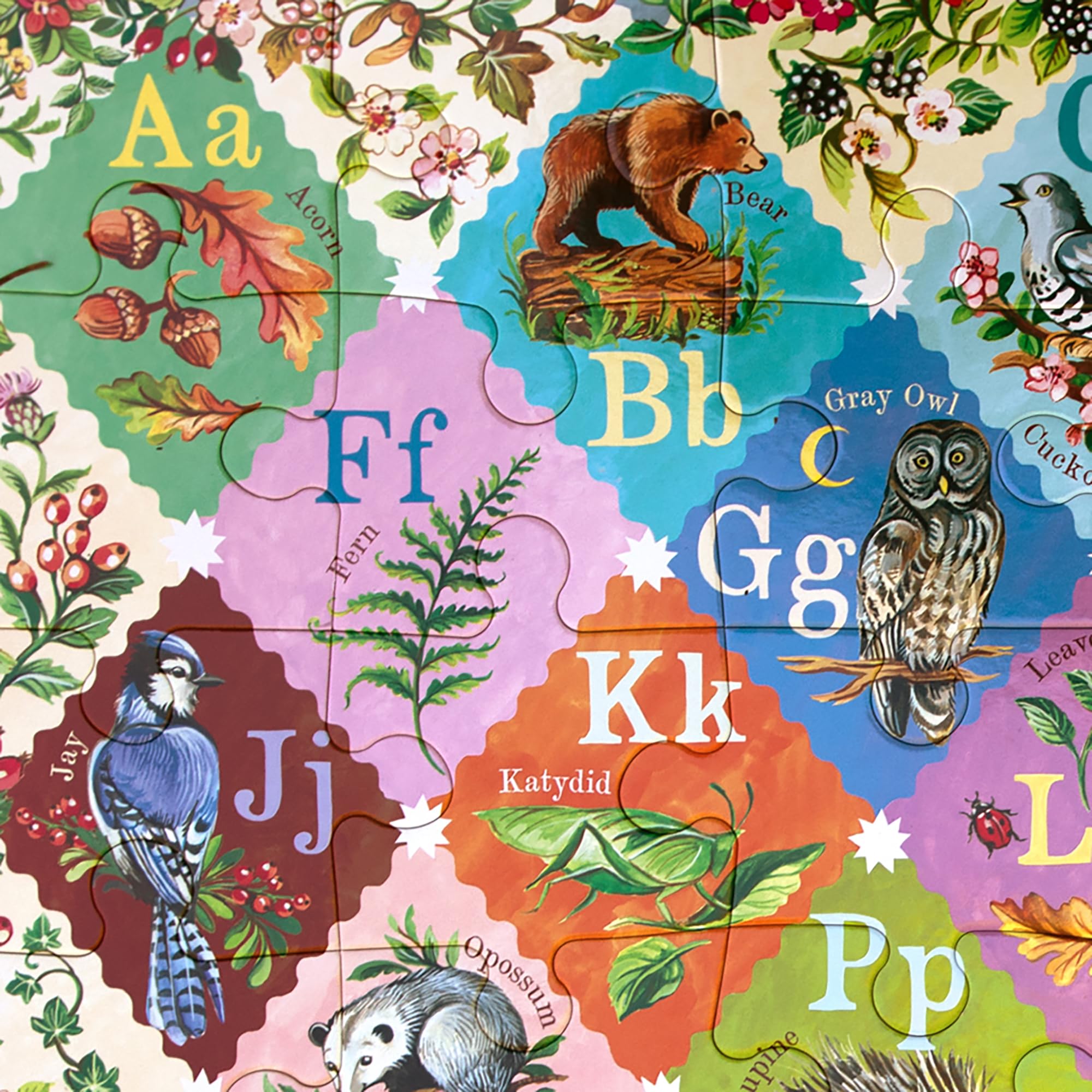 eeBoo: A is for Acorn – 36-teiliges riesiges Bodenpuzzle – 24 x 20 ABC Woodland Animal & Nature Jigsaw, übergroße Teile, Alphabet frühes Lernen, Kinder ab 4 Jahren