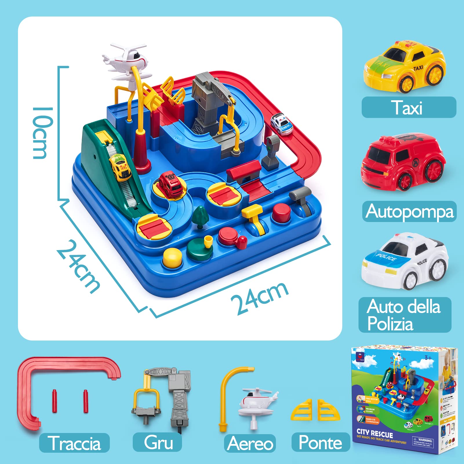 hahaland Pista Macchinine Giochi Bambini 2 3 4 anni - Set di Piste da Corsa Gioco di Avventura in Auto Macchinine per Bambino Regalo 2 3 4 5 6 anni Maschio