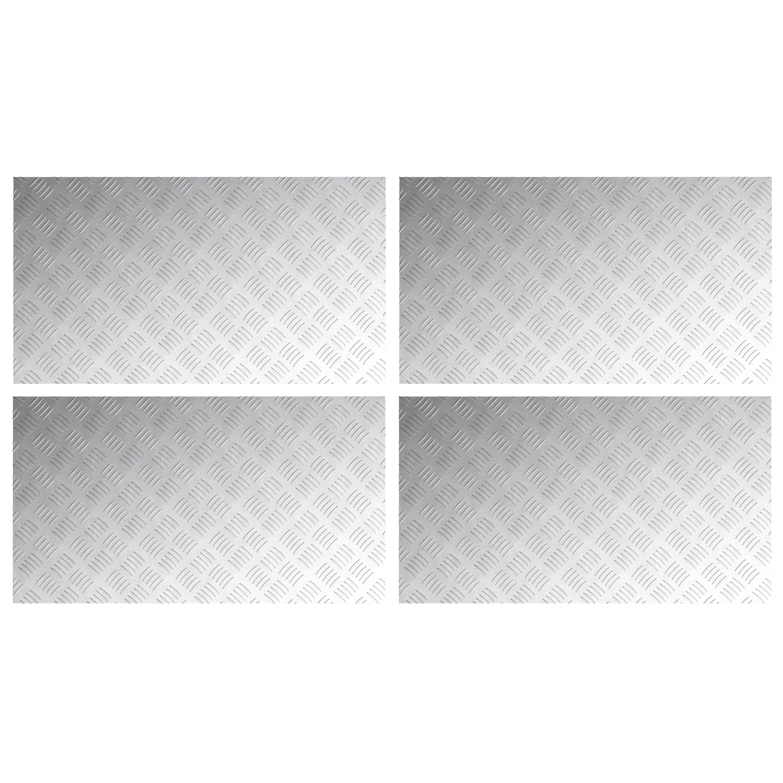 Chapa estriada de aluminio antideslizante, 4 unidades, 90 x 50 cm, superficie mate con diseño geométrico para escaleras seguras, material robusto para interiores y exteriores