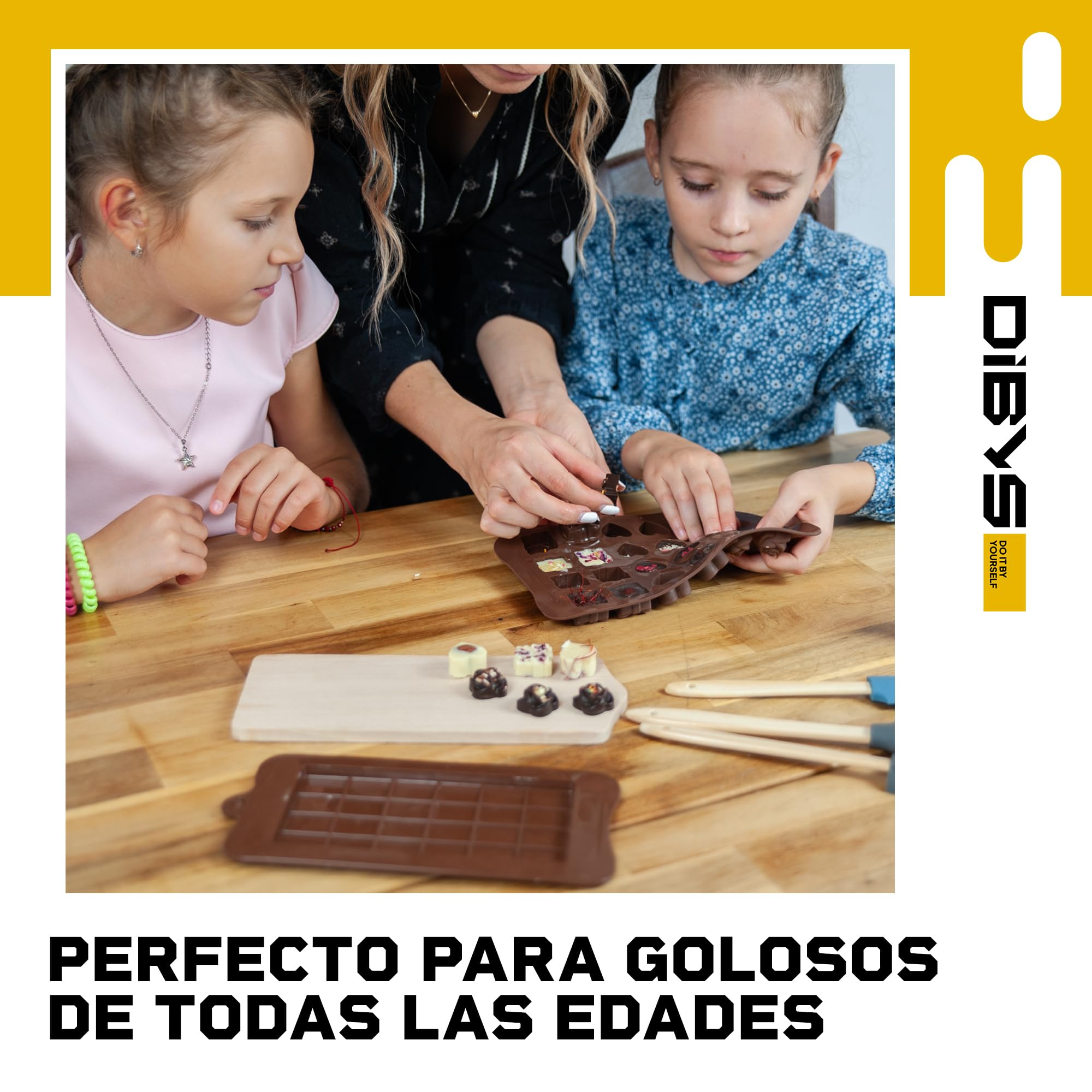 DIBYS Kit para Hacer Bombones | Set DIY con 12 Toppings Naturales | Idea de Regalo Creativo para Cumpleaños y Navidad | Fábrica de Chocolate en Casa | Set de Artesanía