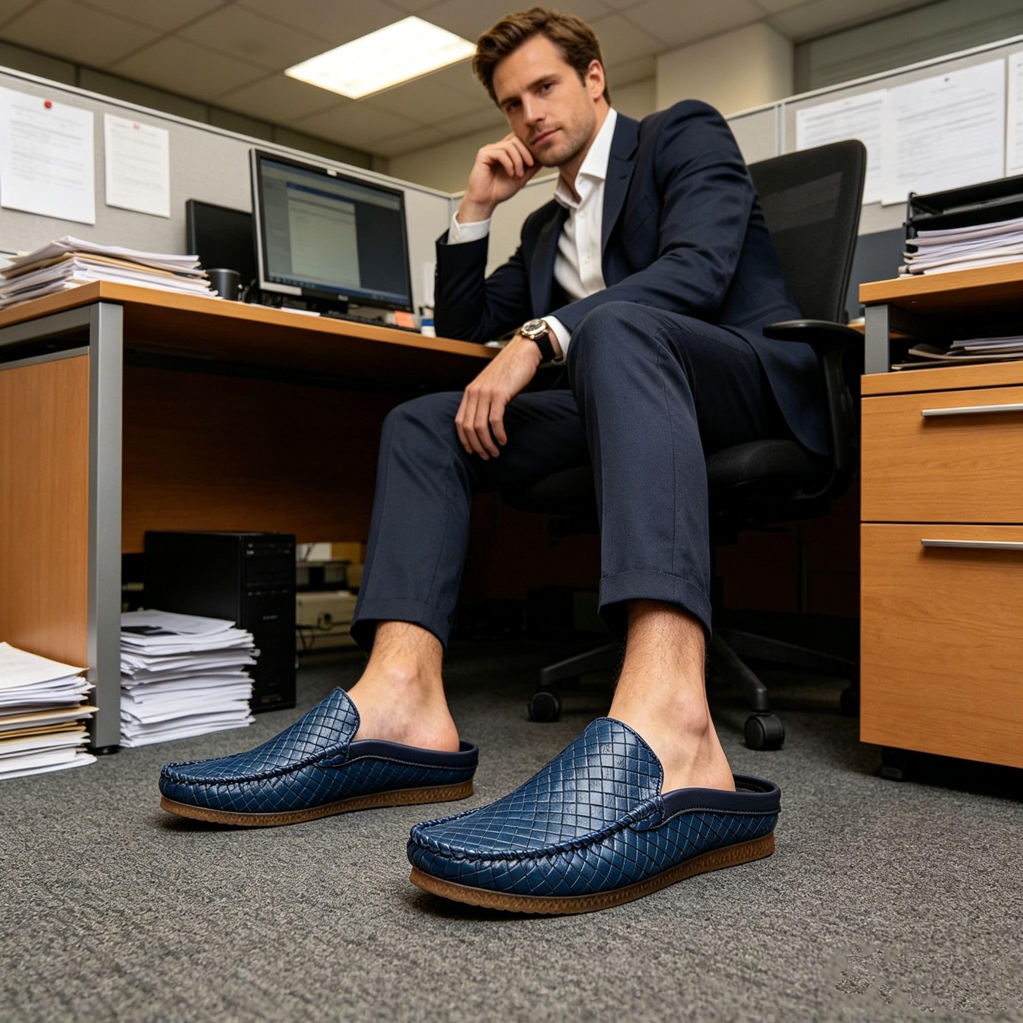 Mocassini da uomo Slip on Mules Backless Mocassini Scarpe da uomo Estate Slip-on Backless Sneakers Zoccoli Pantofole in Pelle Traspirante Mocassini Mules