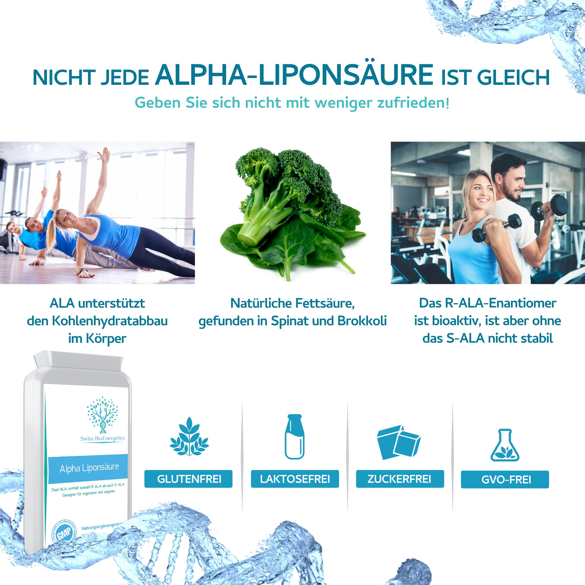 Alpha-Liponsäure 300mg, 120 Kapseln, Dual ALA (sowohl R-ALA als auch S-ALA), hergestellt in Großbritannien.