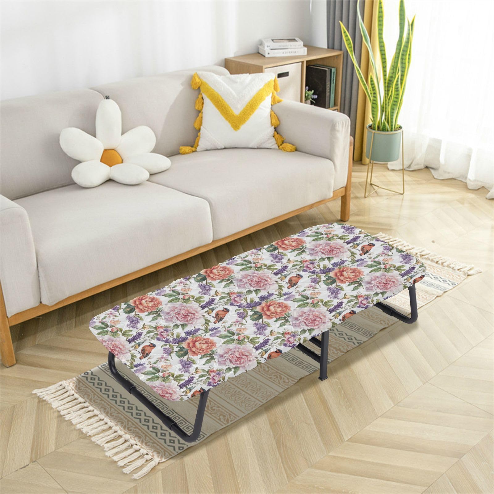 Spring Flowers White Toddler Bed Sheet Travel Washable Cot Sheet for Kid Travel Bed for Small Spaces Camping Cot 50' x 25' (Bed Not Included)