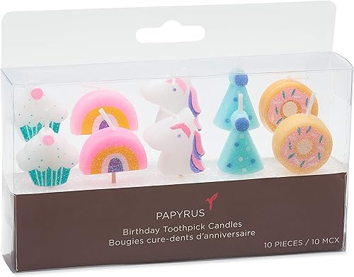 Miniatura 2 de Papyrus Velas de cumpleaños, unicornios y arcoíris (10 unidades)
