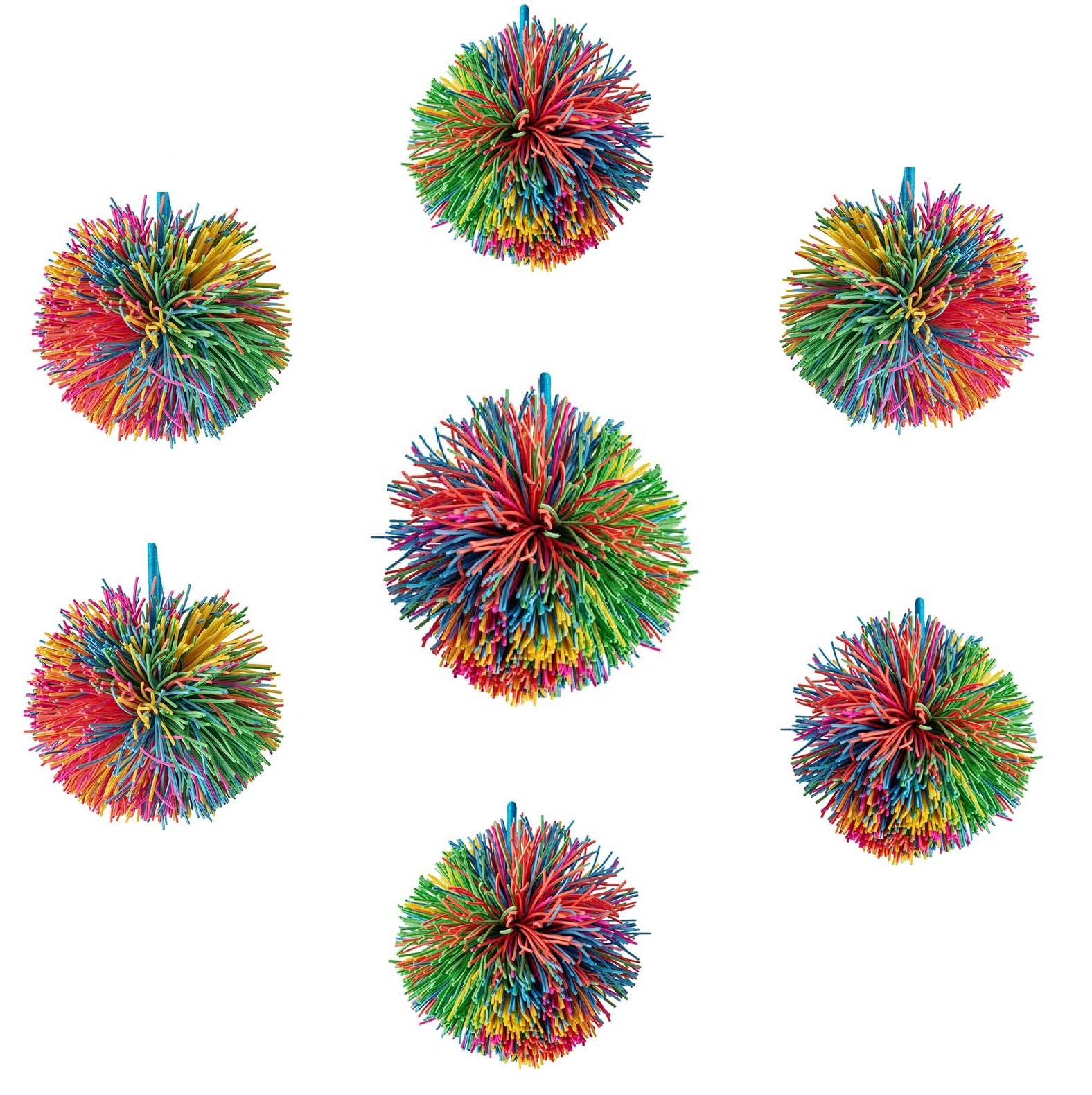 Monkey Stringy Jiggly Ball Kids Sensory Toys | Colorful Soft Silicone Pom Bouncy Stress Balls for Kids and Adults | Party Bag Ideas, Pack of 3 (Fuzzy Ball)