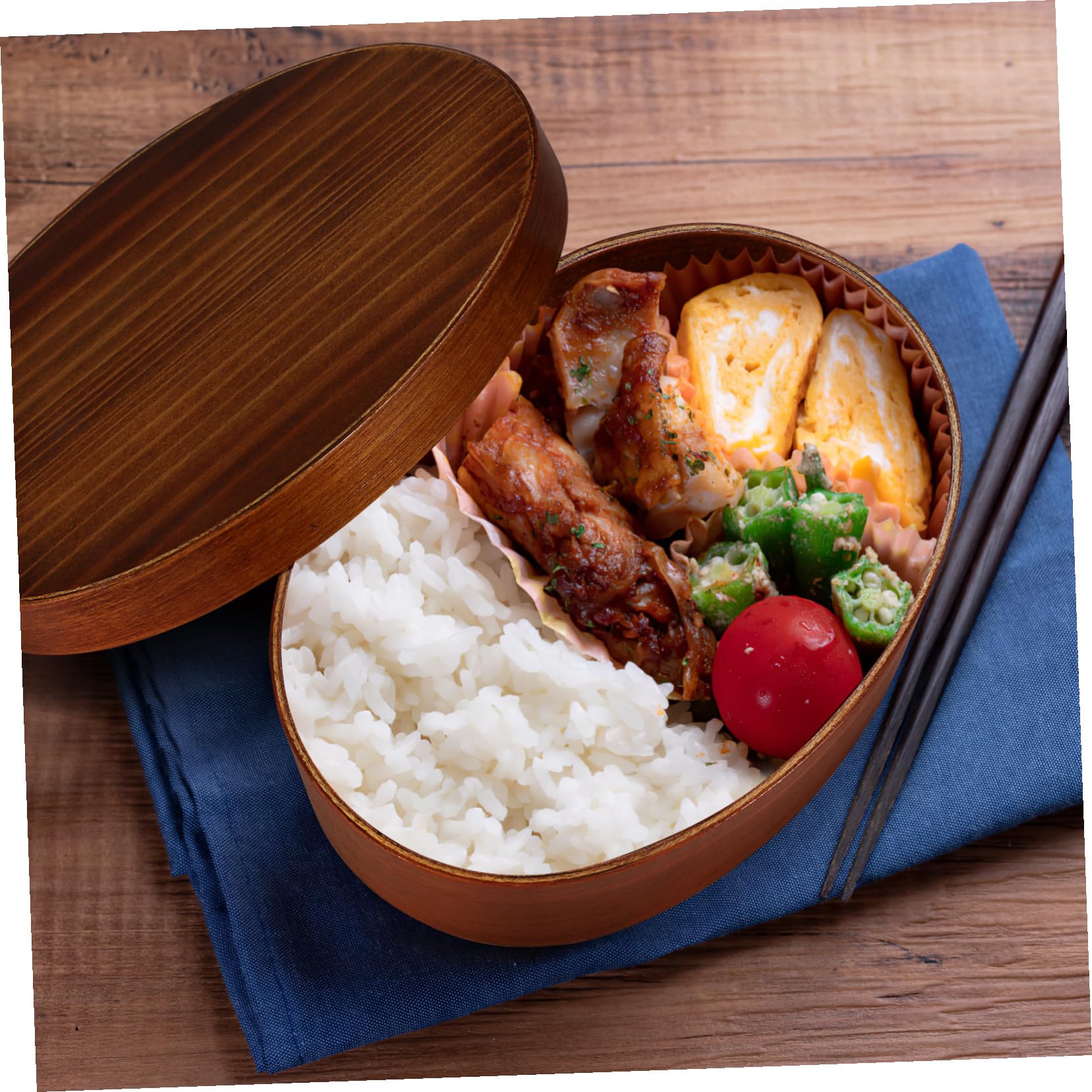 Boîte à Bento Élastique en Bois 800ml Ronde Style Japonerie Rétro Facile à Transporter pour Repas Nomades