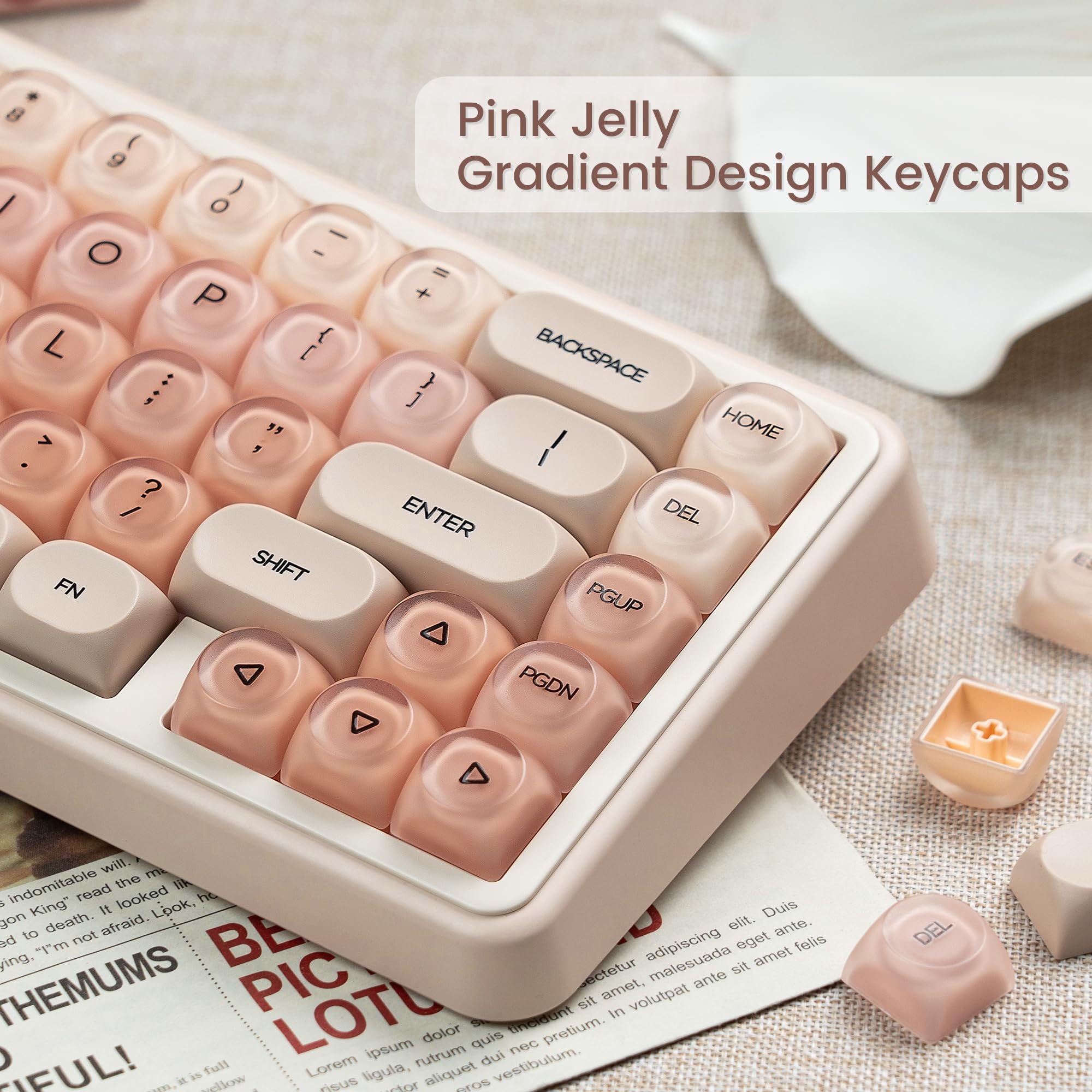 PBTキーキャップ Womier 132キー ジェリーキーキャップ MOAプロファイル 61/68/84/87/98/100 Cherry Gateron MX メカニカルキーボード用 かわいいカスタムキーキャップ
