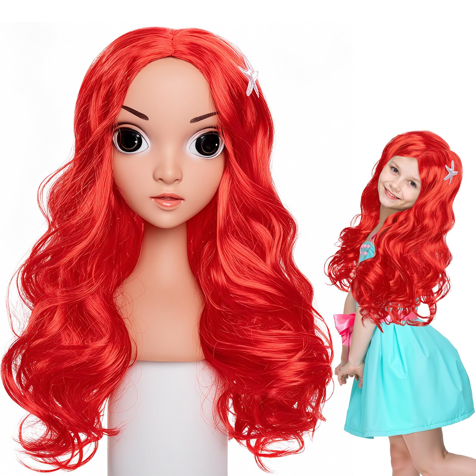 Perruque Princesse Raiponce Rouge - Perruque Enfant Et Adulte Pour Carnaval Et Halloween