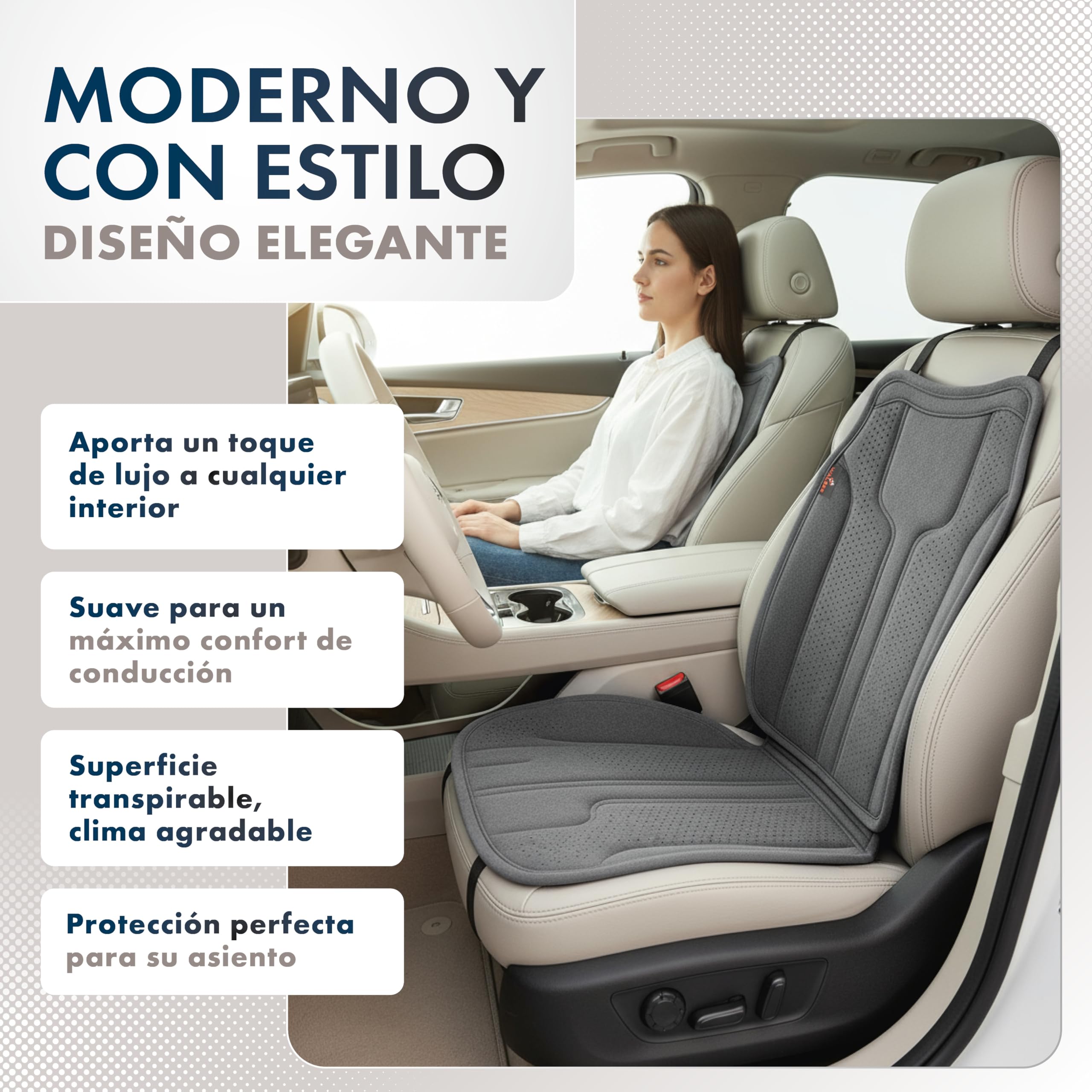 Walser Cojin Premium Coche Nubo, 1 Protector Antracita, Funda Delantera Aspecto Alcantara, Proteccion para Posicion Delantera