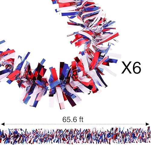 Miniatura 8 de Shappy Guirnalda patriótica de oropel de 393.7 pies con purpurina para boda, Día de la Independencia, Halloween, fiesta de cumpleaños (negro)