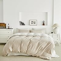 Vista 8 de SUSYBAO Juego de funda de edredón de mezclilla tamaño King, 100% algodón lavado, 3 piezas, 1 funda de edredón retro azul mezclilla con lazos