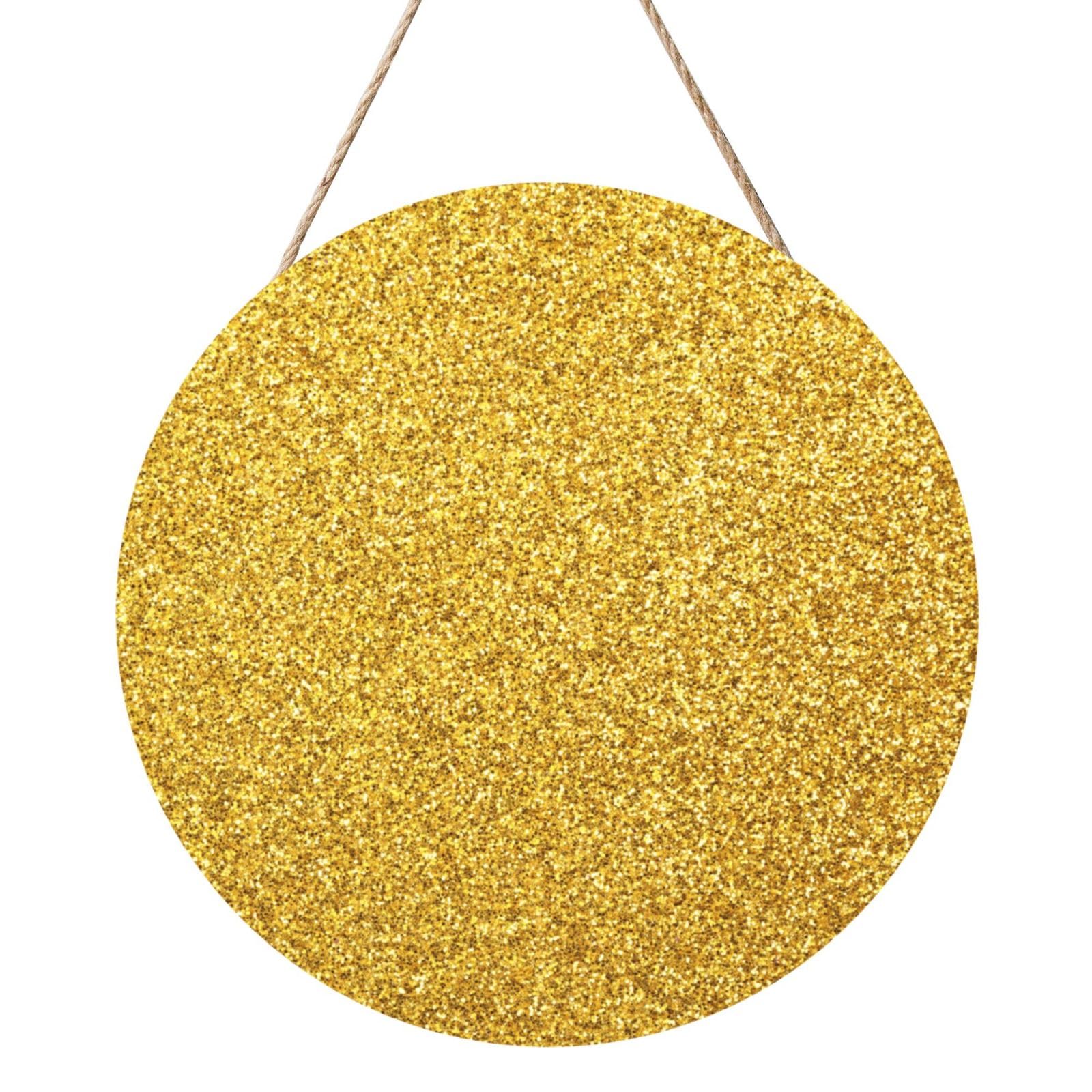 InOmak Gold Sparkles, Round Wood Panel Painting 12 in, Wall Hanging Painting For Home