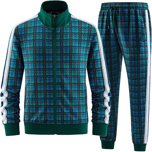 ANOTWENER Men's Track Suits 2 Piece Stand-up Collar Long Sleeve with Double Side Pockets Jacket and Sweatpants