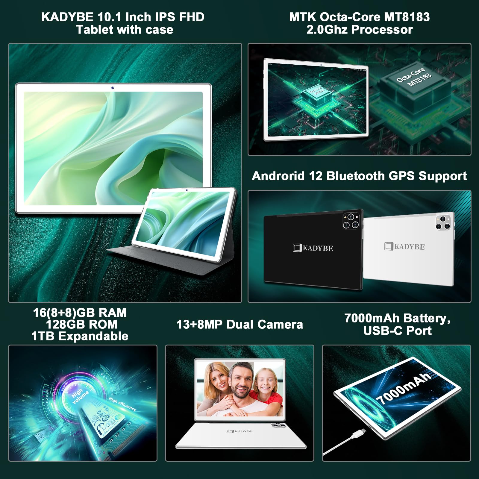 Amazon.com : KADYBE 2024 Tablet 10 inch Android Tablets